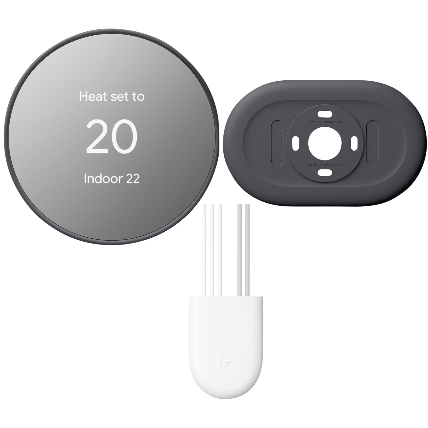 Google Nest Wi-Fi Smart Thermostat with Trim Kit & Power Connector - Charcoal