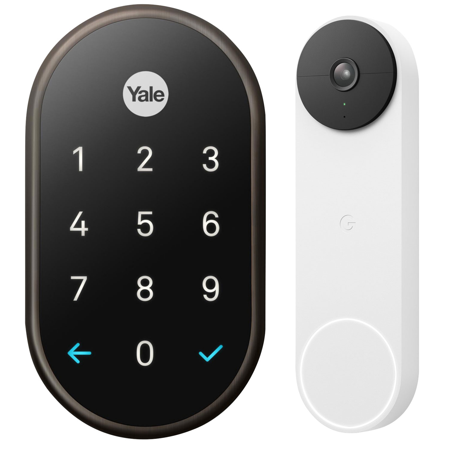Ensemble de sécurité sans fil Google - serrure intelligente Nest x Yale et sonnette vidéo sans fil de Google