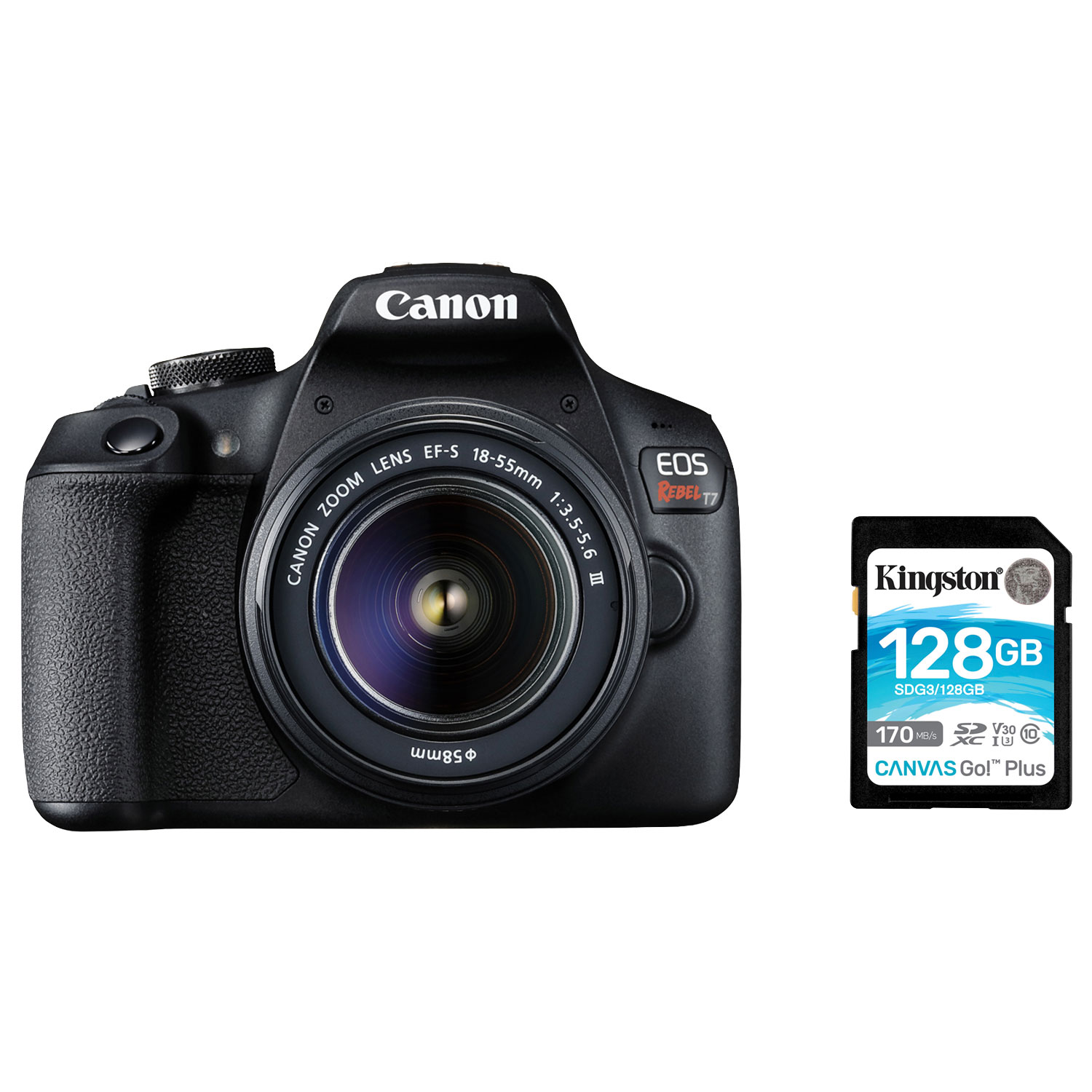Canon EOS Rebel T7 DSLR Camera with 18-55mm Lens Kit & 128GB 170MB/s SDXC Memory Card