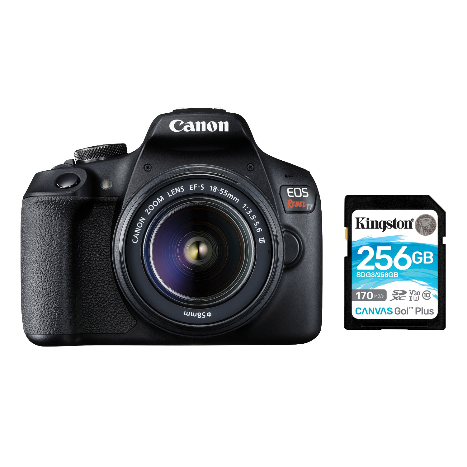 Canon EOS Rebel T7 DSLR Camera with 18-55mm Lens Kit & 256GB 170MB/s SDXC Memory Card