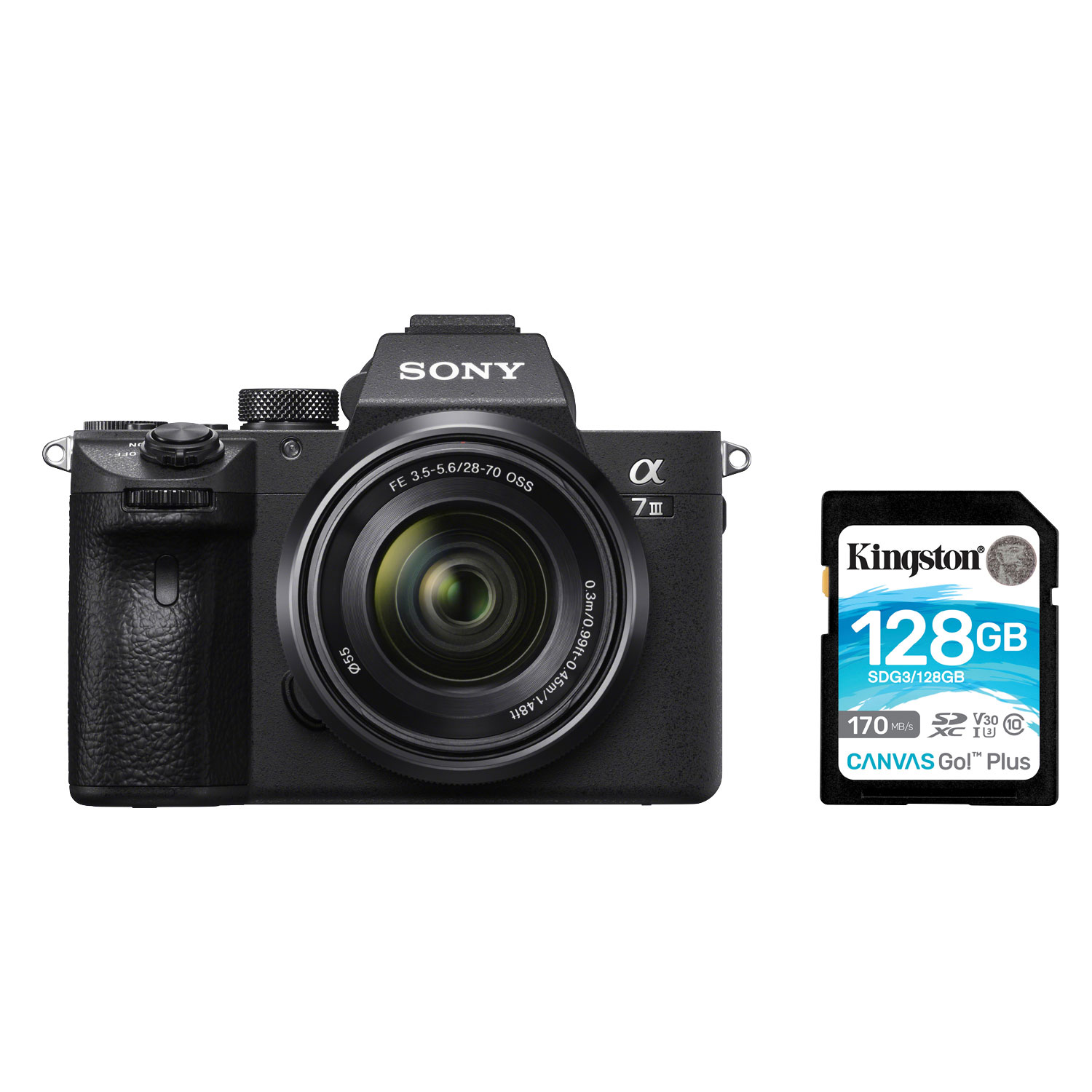 Sony Alpha a7 III Full-Frame Mirrorless Vlogger Camera w/28-70mm OSS Lens Kit&128GB 170MB/s SDXC Memory Card