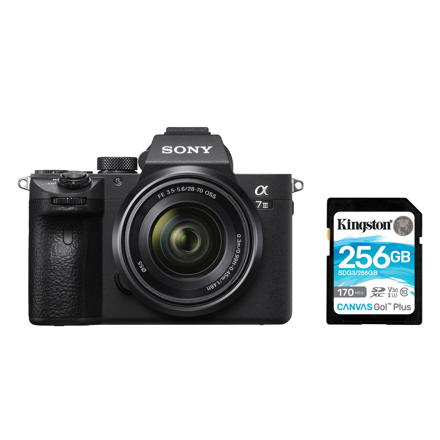 Sony Alpha a7 III Full-Frame Mirrorless Vlogger Camera w/28-70mm OSS Lens Kit&256GB 170MB/s SDXC Memory Card