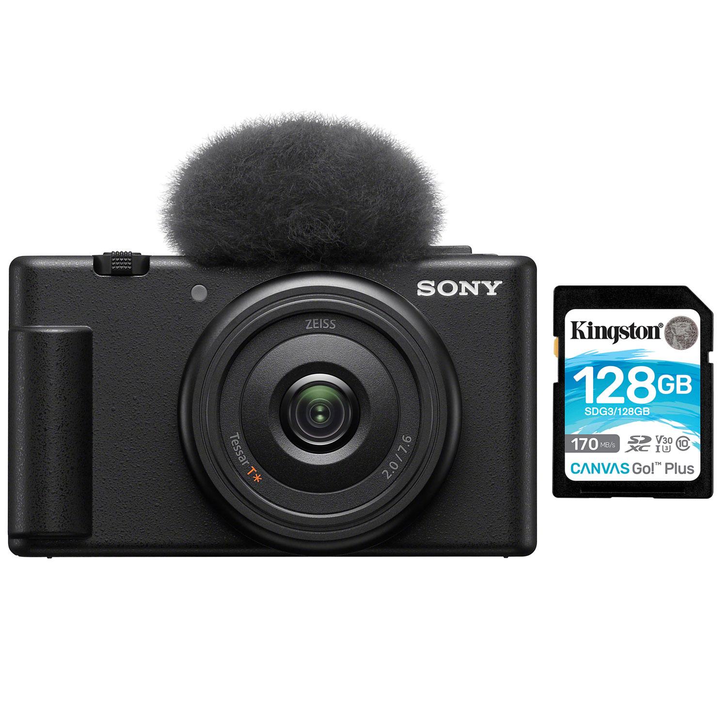 Sony ZV-1F Content Creator Vlogger 20.1MP Digital Camera with 128GB 170MB/s SDXC Memory Card