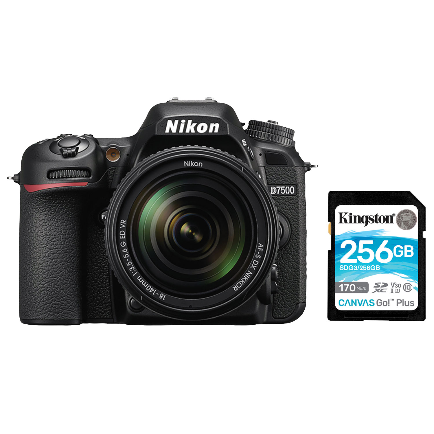 NIKON D7500 DSLR Camera with 18-140mm ED VR Lens Kit with 256GB Memory Card