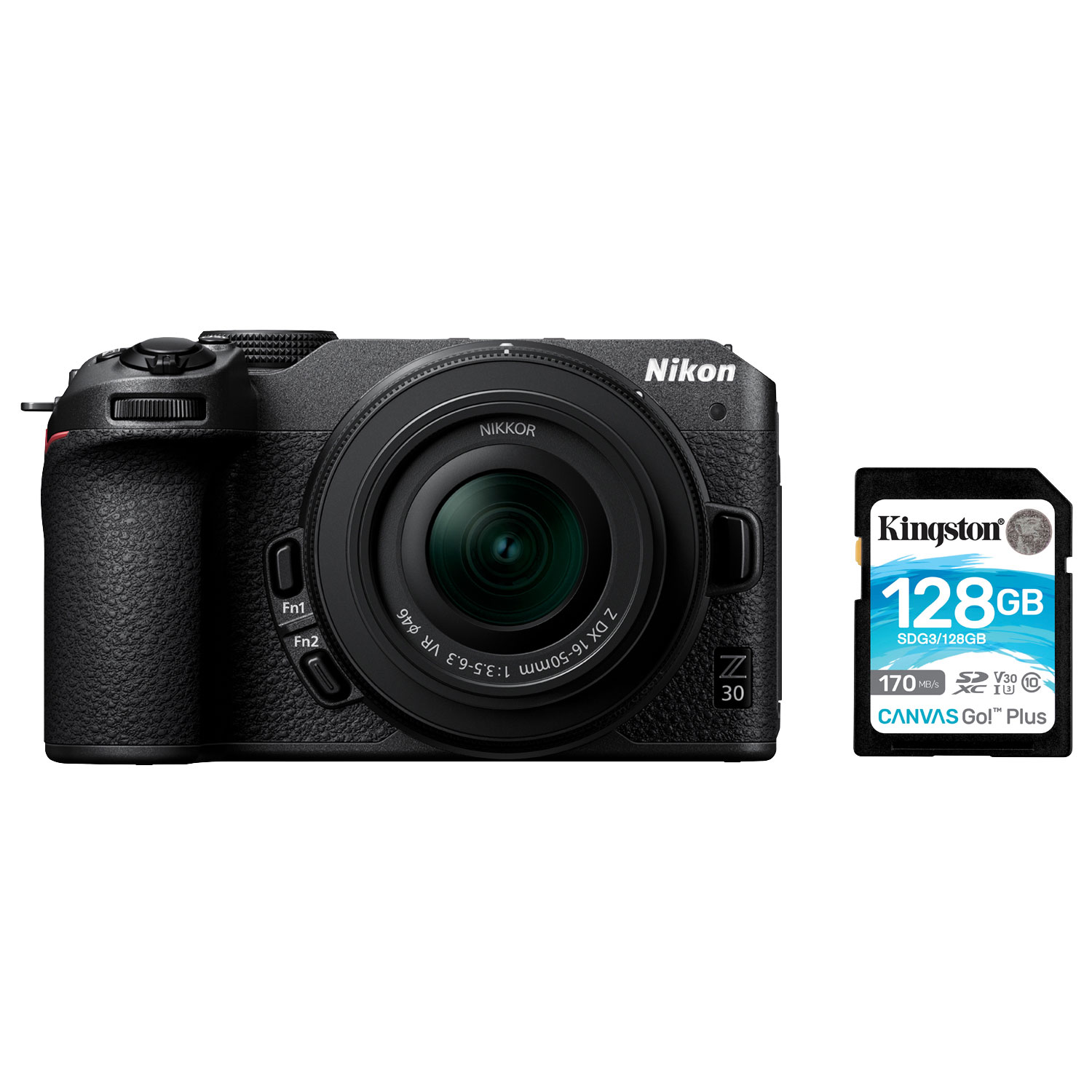 Nikon Z30 Mirrorless Camera with NIKKOR Z DX 16-50mm VR Lens Kit & 128GB 170MB/s SDXC Memory Card