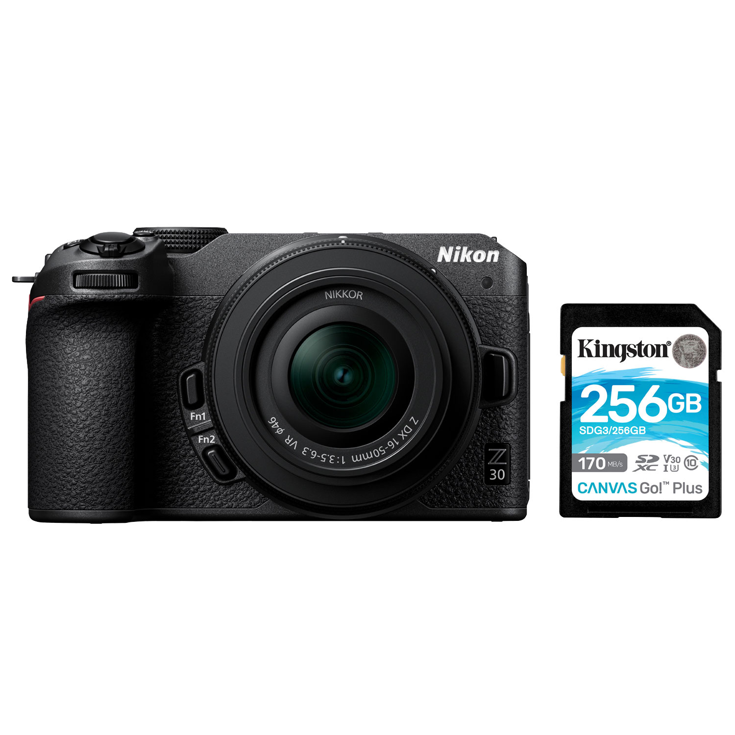 Nikon Z30 Mirrorless Camera with NIKKOR Z DX 16-50mm VR Lens Kit with 256GB Memory Card