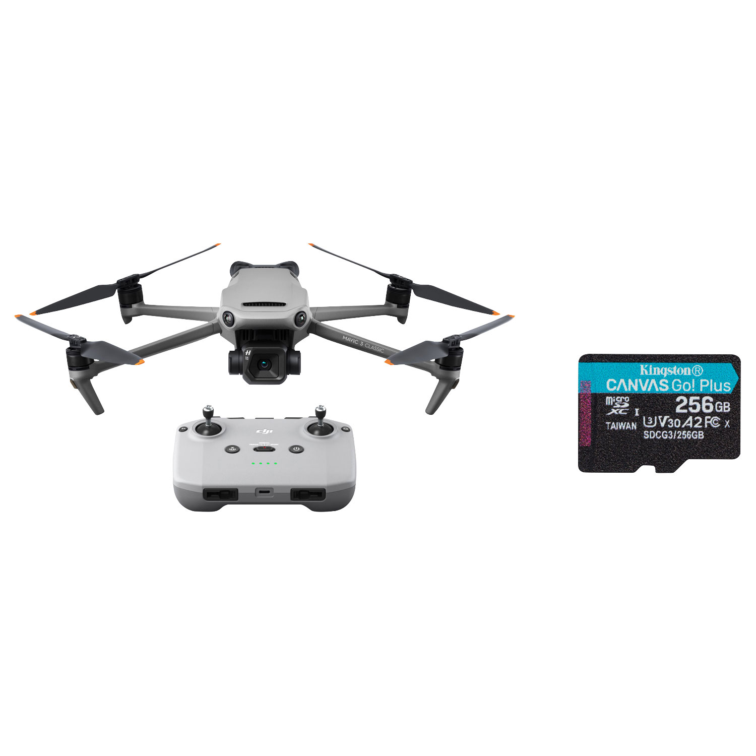 DJI Mavic 3 Classic Quadcopter Drone and Remote Control w/ 256GB 170MB/s microSDXC Memory Card - Grey