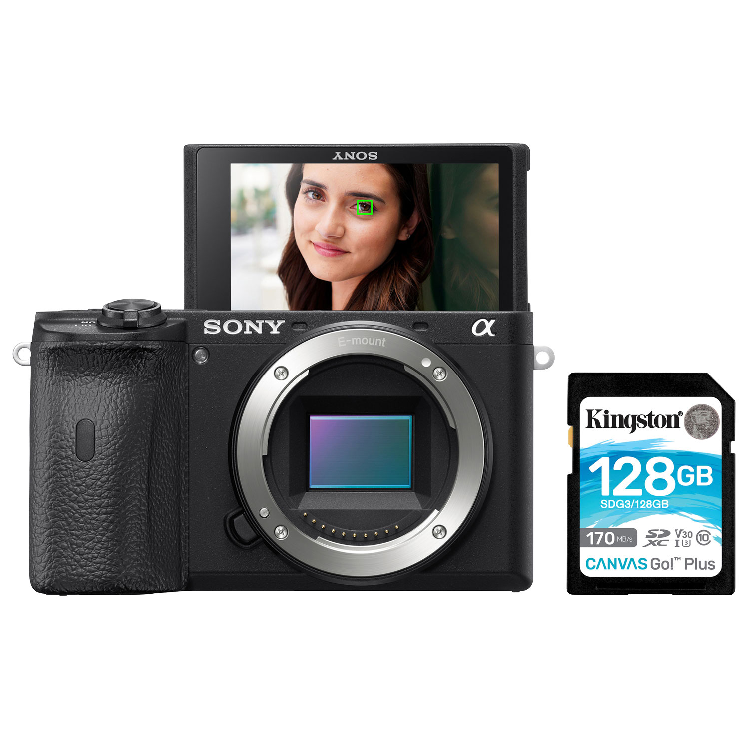 Sony Alpha a6600 Mirrorless Vlogger Camera (Body Only) with 128GB 170MB/s SDXC Memory Card