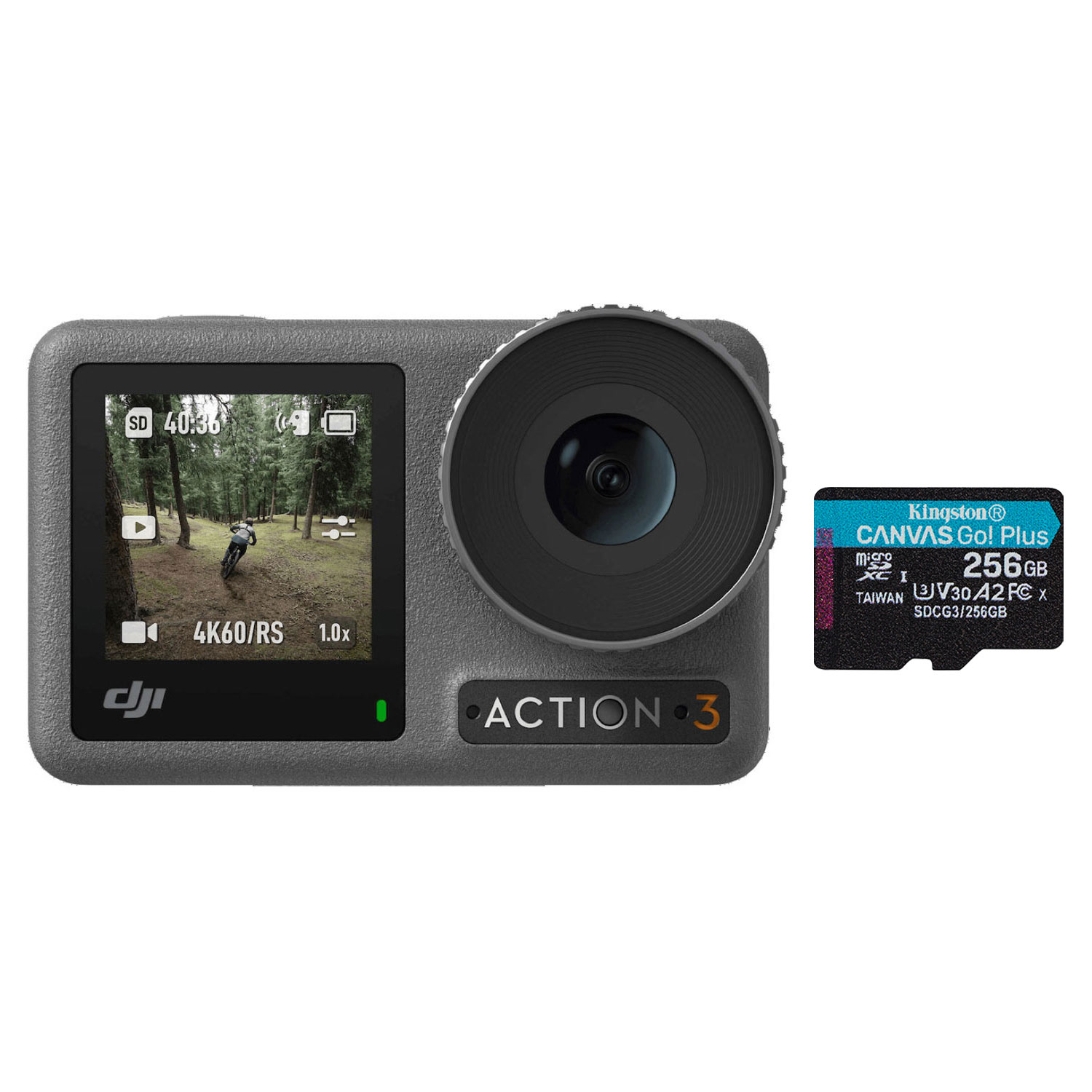 DJI Osmo Action 3 Adventure Combo 4K Action Camera w/ 256GB microSDXC Memory Card - Grey