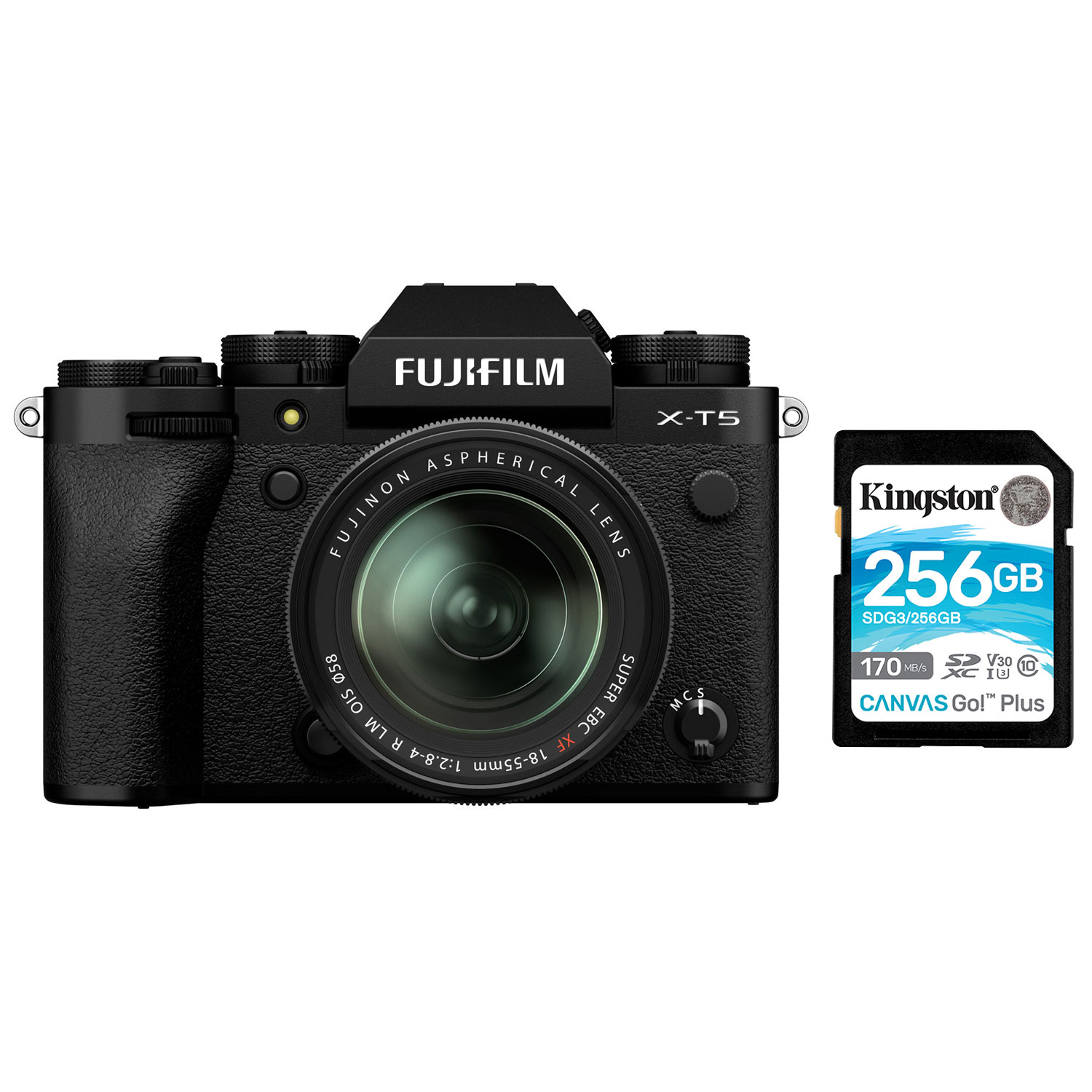 Fujifilm X-T5 Mirrorless Camera with XF 18-55mm f/2.8-4 R LM OIS Lens Kit & 256GB SDXC Memory Card