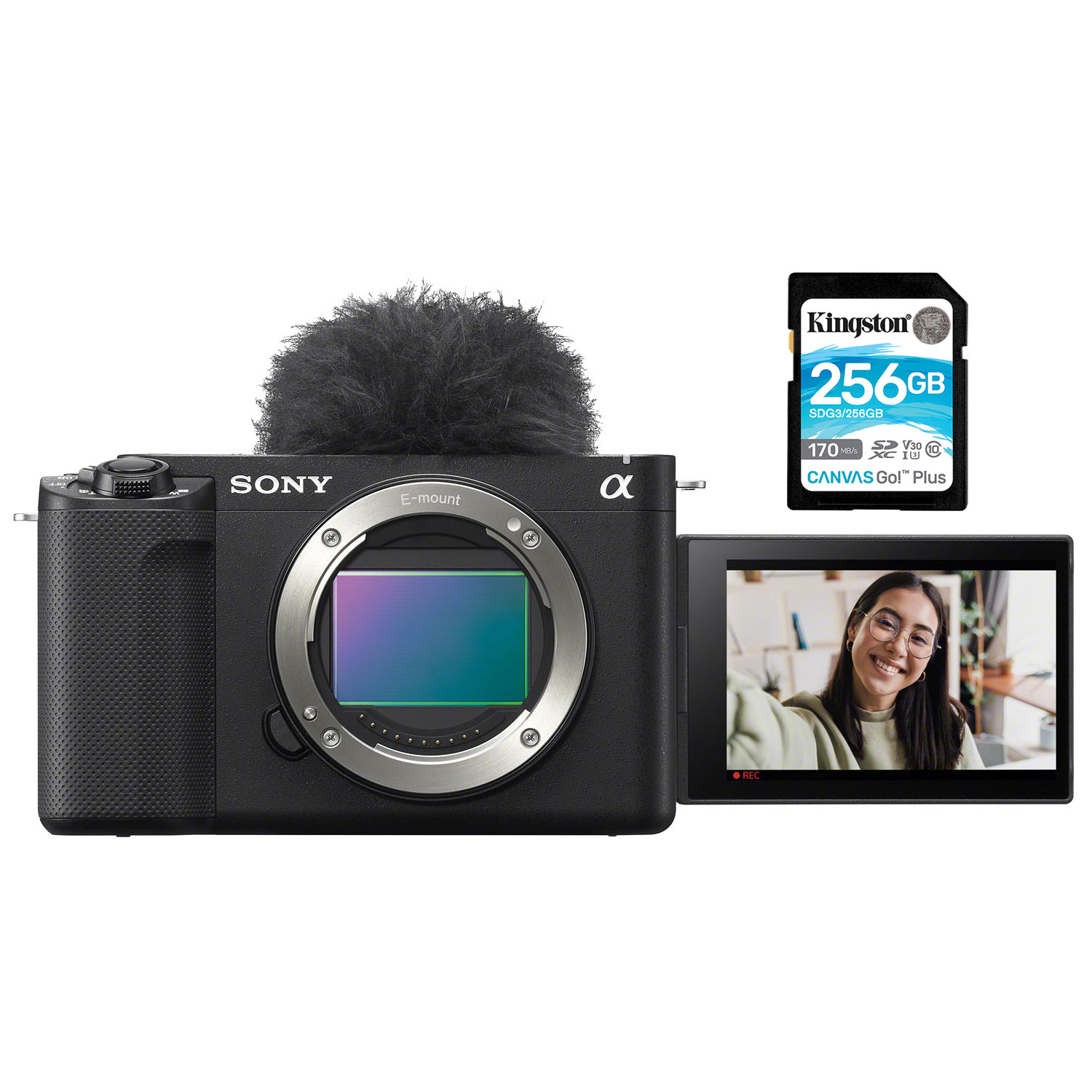 Sony Alpha ZV-E1 Full-Frame Mirrorless Vlogger Camera (Body Only) w/ 256GB 170MB/s SDXC Memory Card