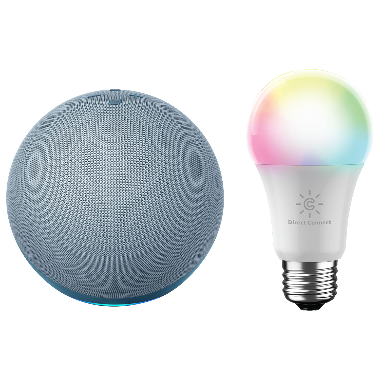 Amazon Echo (4th Gen) Smart Home Hub with Alexa & Cync A19 Smart LED Light Bulb - Twilight Blue