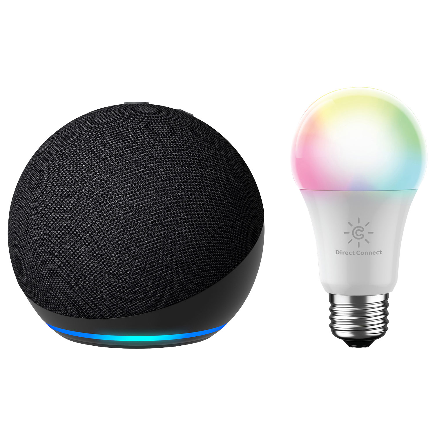 Amazon Echo Dot (5th Gen) Smart Speaker with Alexa & Cync A19 Smart LED Light Bulb - Charcoal