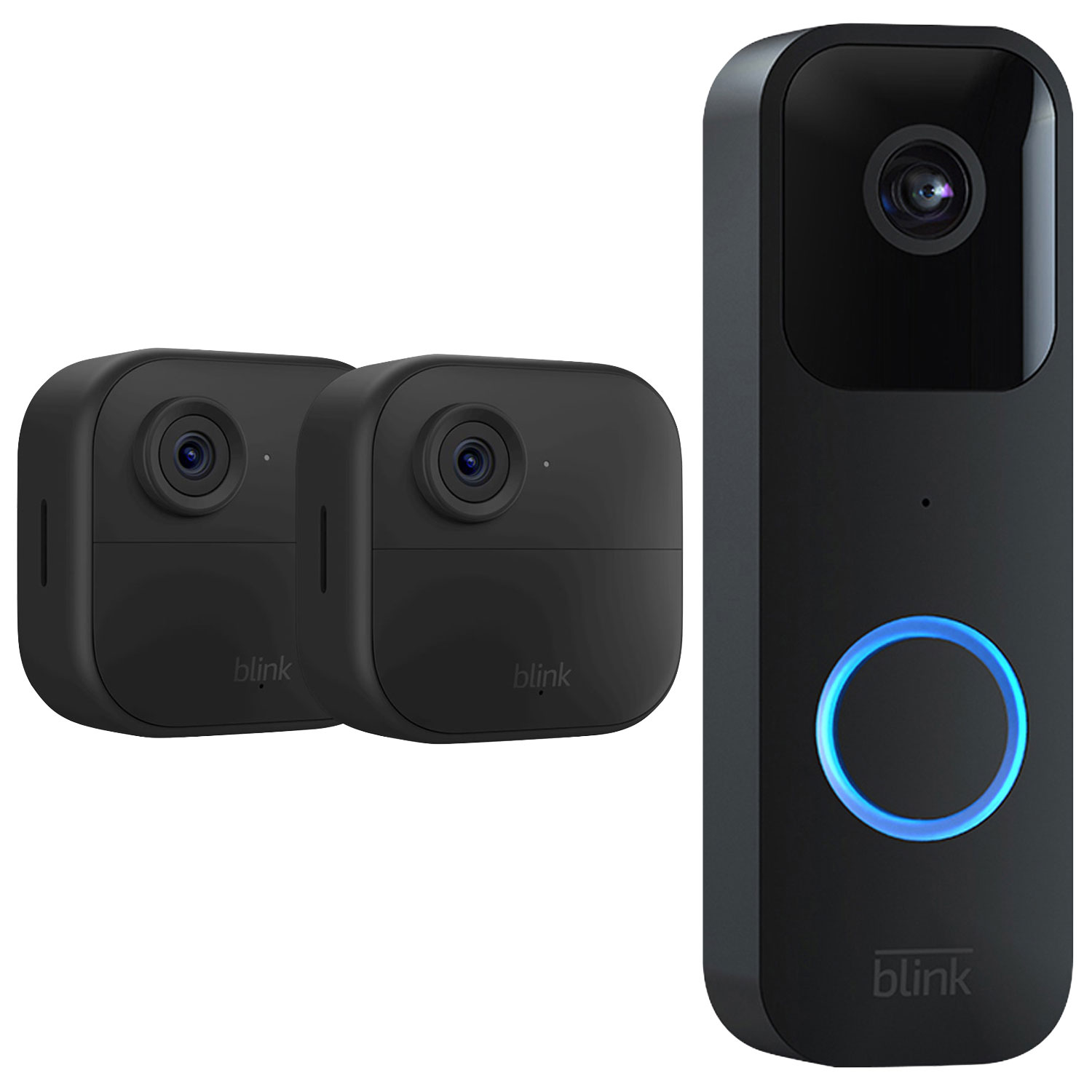 Blink Outdoor 4 Wire-Free 1080p Full HD IP Security Camera System - 2 Pack & Video Doorbell - Black