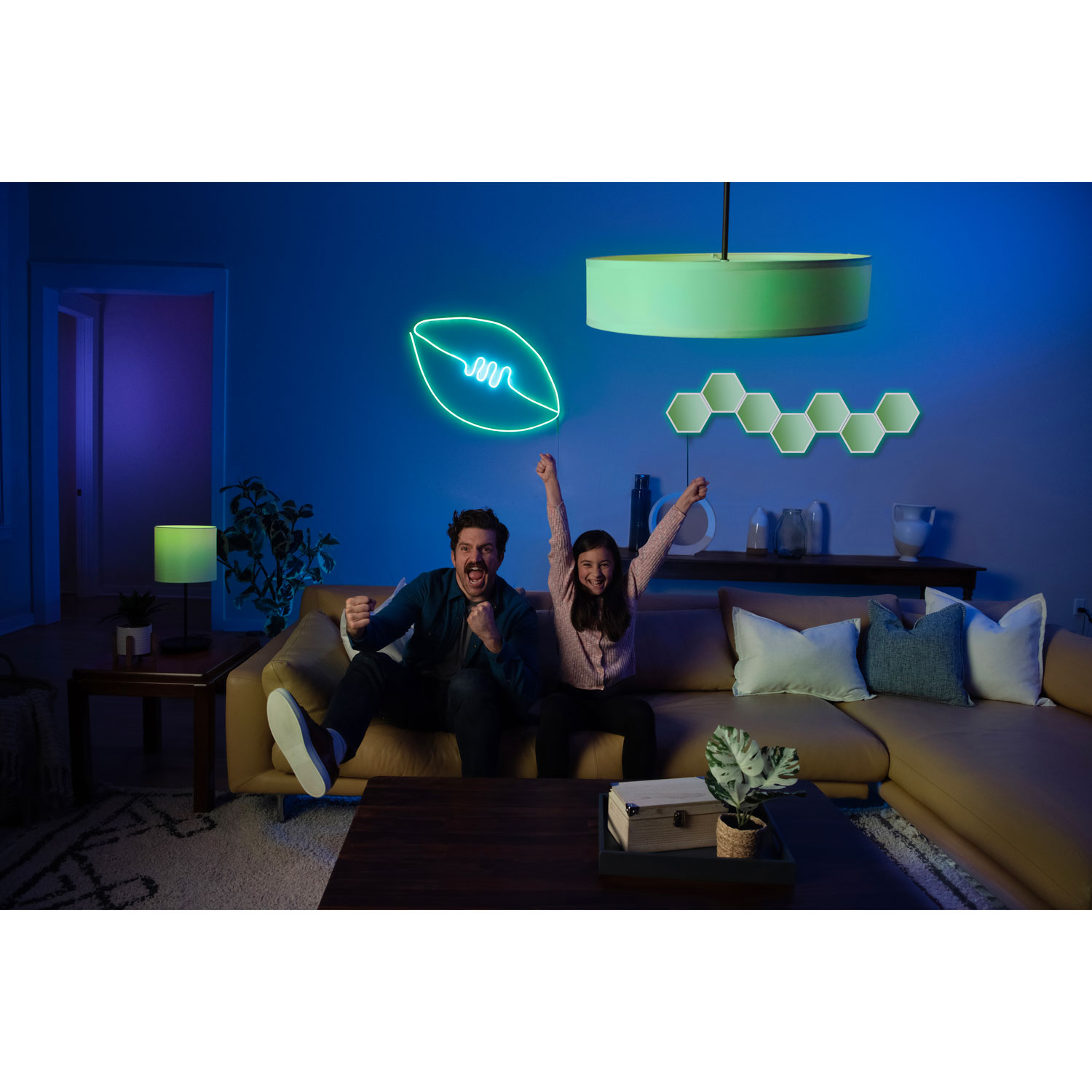 GE Cync Dynamic Effects Hexagon 7 Light Panels - Smarter Kit & Neon Shape Smart Light Strip