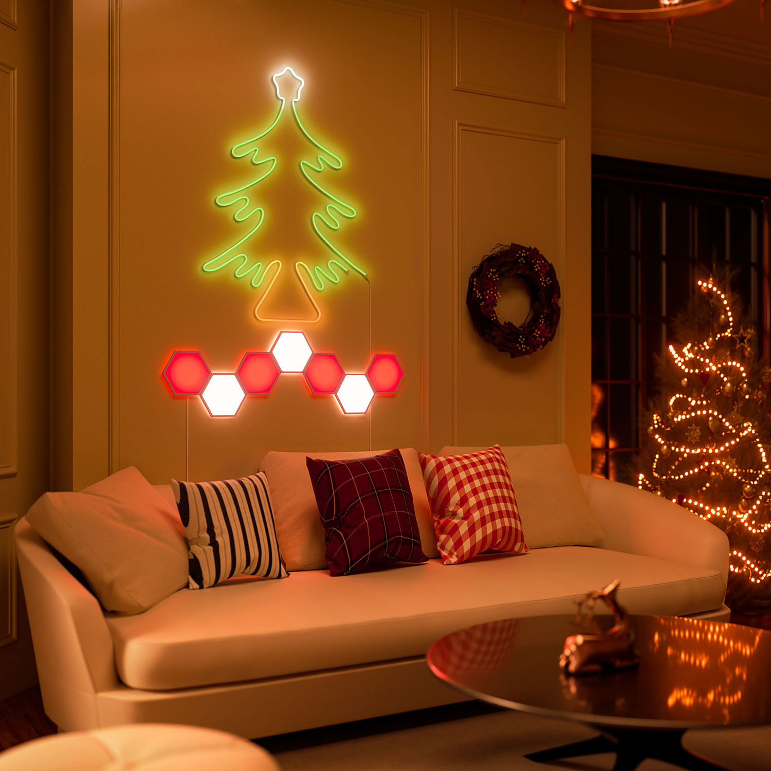 GE Cync Dynamic Effects Hexagon 7 Light Panels - Smarter Kit & Neon Shape Smart Light Strip