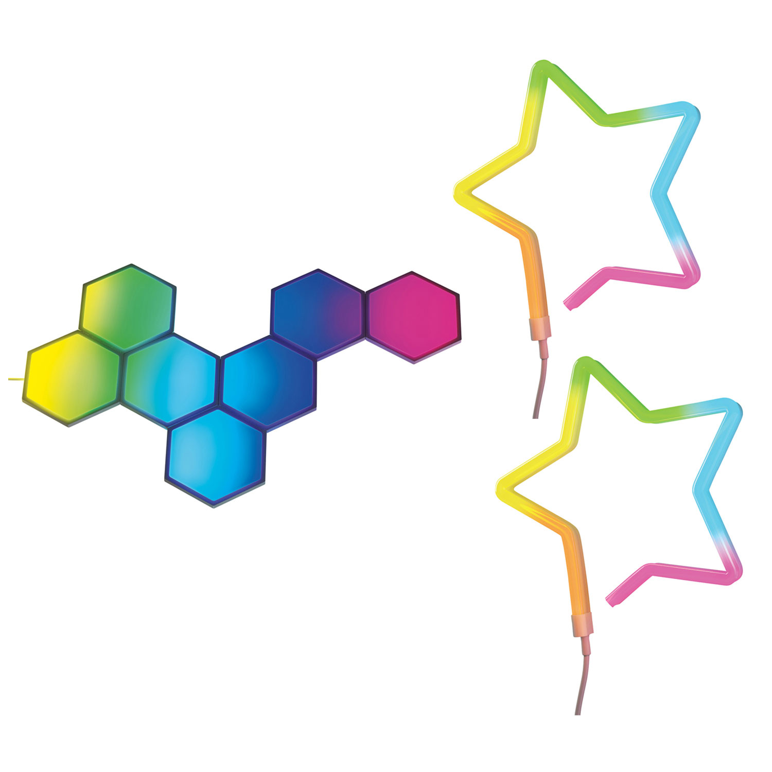 Ensemble intelligent Smarter Kit à 7 panneaux lumineux hexagonaux à effets dynamiques Cync de GE et 2 bandes lumineuses intelligentes Neon Shape