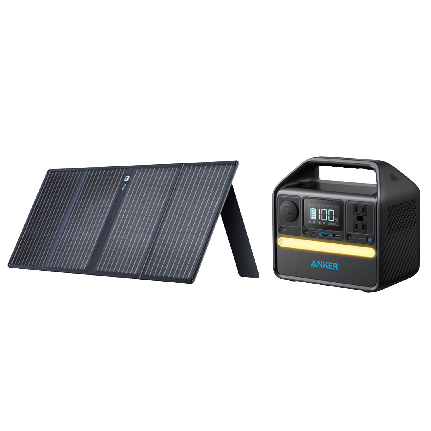 Anker SOLIX 625 Solar Panel with Adjustable Kickstand (100 Watts) & 522 Portable Power Station (357 Watts)