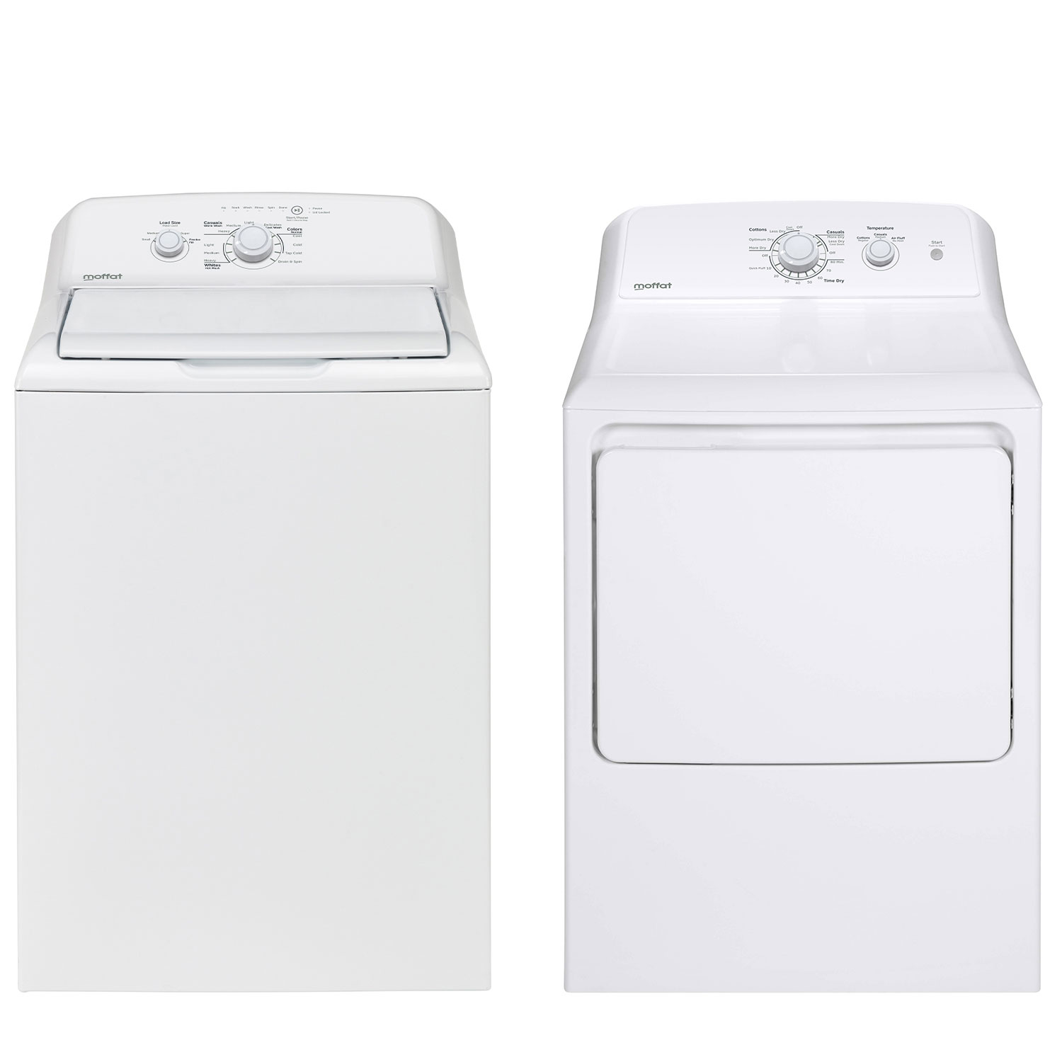Laveuse à chargement par le haut de 4,4 pi³ et sécheuse électrique de Moffat - Blanc