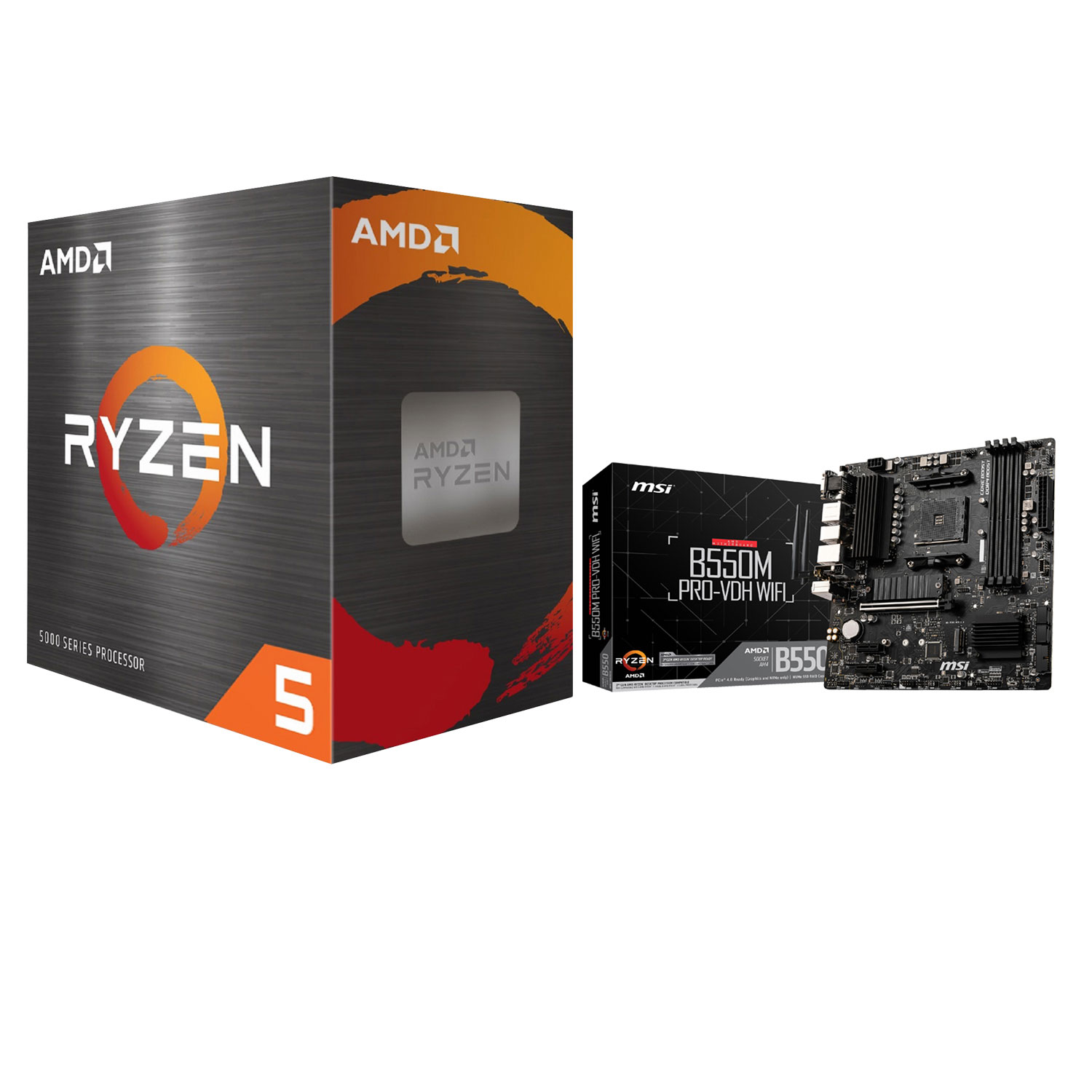 AMD Ryzen 5 5600X Hexa-Core 3.7GHz AM4 Desktop Processor & WIFI Micro-ATX LGA AM4 DD4 Motherboard