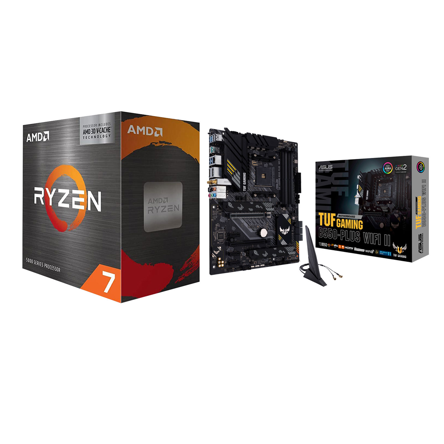 AMD Ryzen 7 5700X3D 6-Core 3GHz AM4 Processor & ASUS AM4 DDR4 Motherboard for AMD Ryzen 3000/5000 Series CPUs