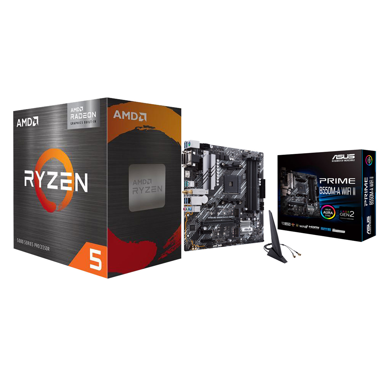 AMD Ryzen 5 5500GT 6-Core 3.6GHz AM4 Processor & ASUS AM4 Motherboard for AMD Ryzen 3000/4000/5000 Series CPUs