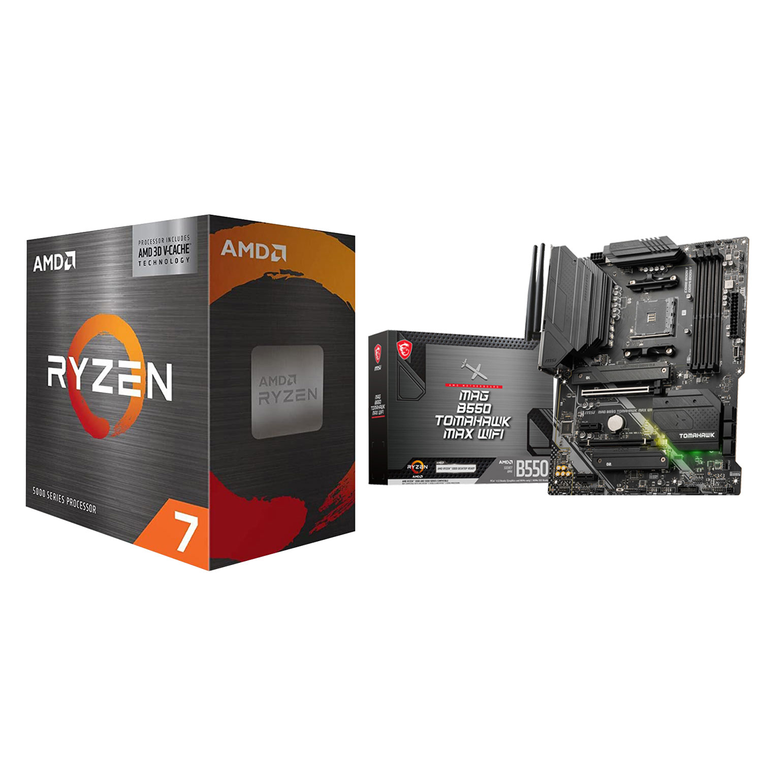 AMD Ryzen 7 5700X3D 8-Core 3GHz AM4 Processor & MSI DDR4 Motherboard for AMD Ryzen 3000/4000/5000 Series CPUs