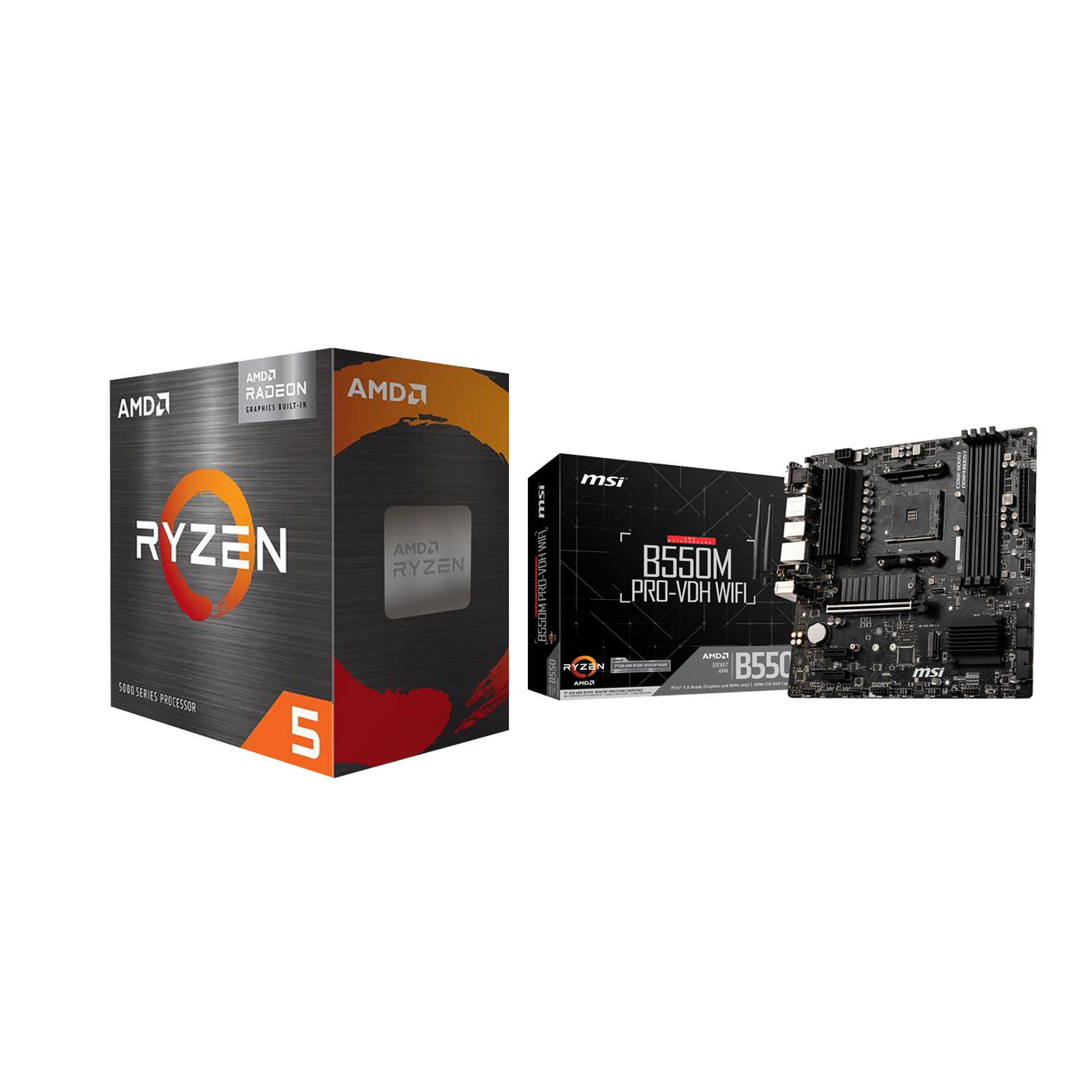 AMD Ryzen 5 5500GT 6-Core 3.6GHz AM4 Processor & MSI DDR4 Motherboard for AMD Ryzen 3000/5000 Series CPUs