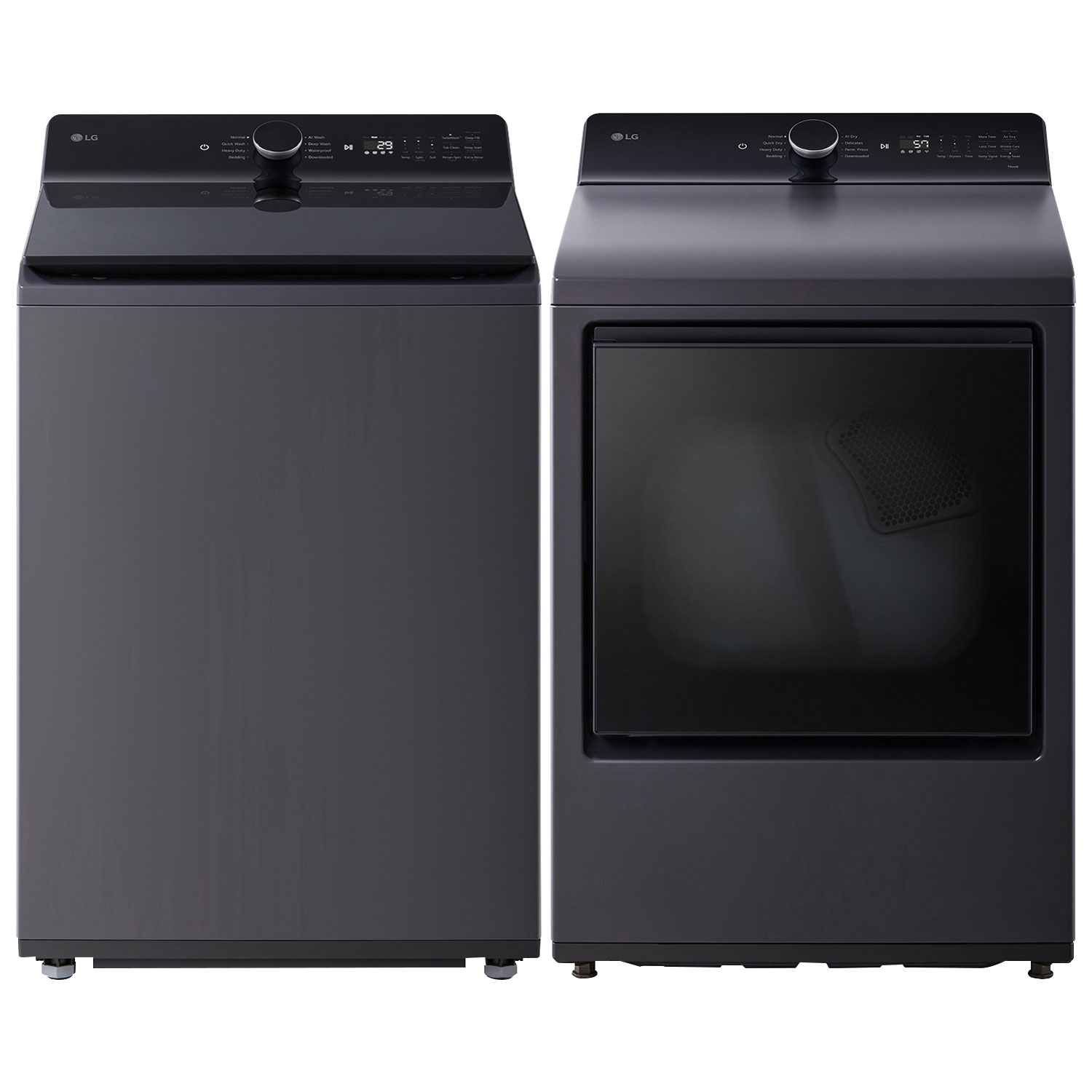 LG 6.1 Cu. Ft. High Efficiency Top Load Washer & 7.3 Cu. Ft. Rear Control Electric Dryer - Matte Black