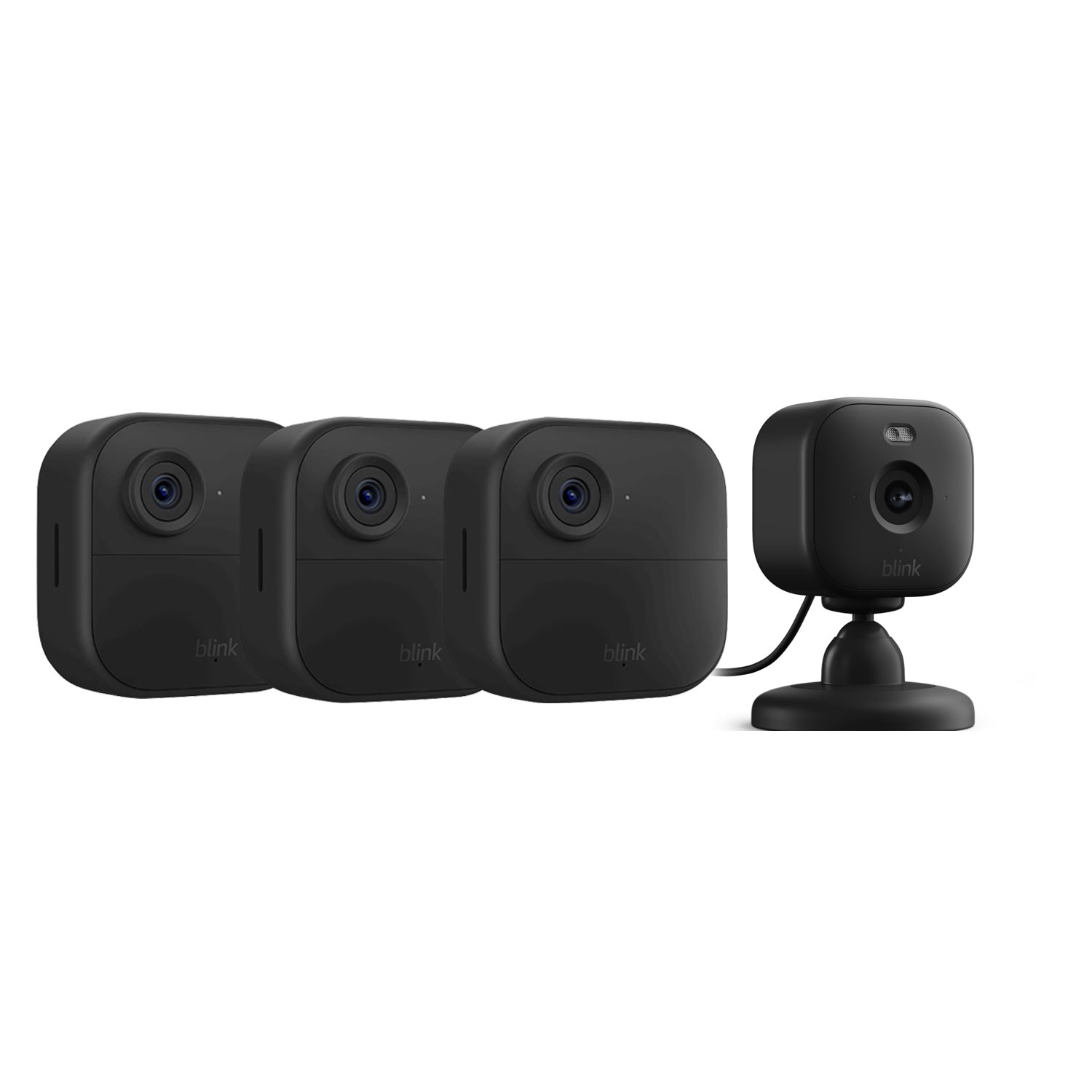 Blink Outdoor 4 Wire-Free 1080p Full HD IP Security Camera System - 3 Pack & Mini 2 Camera - Black