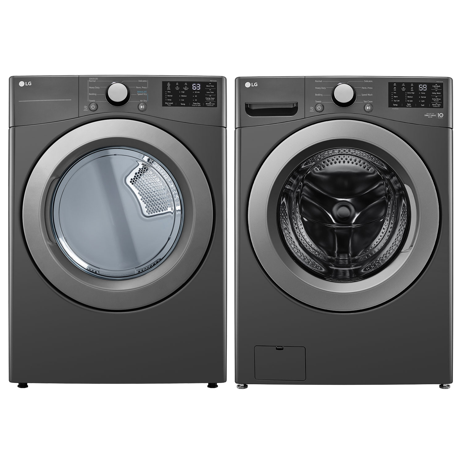 LG 5.8 Cu. Ft. Front Load Washer & 7.4 Cu. Ft. Electric Dryer - Middle Black - Only at Best Buy