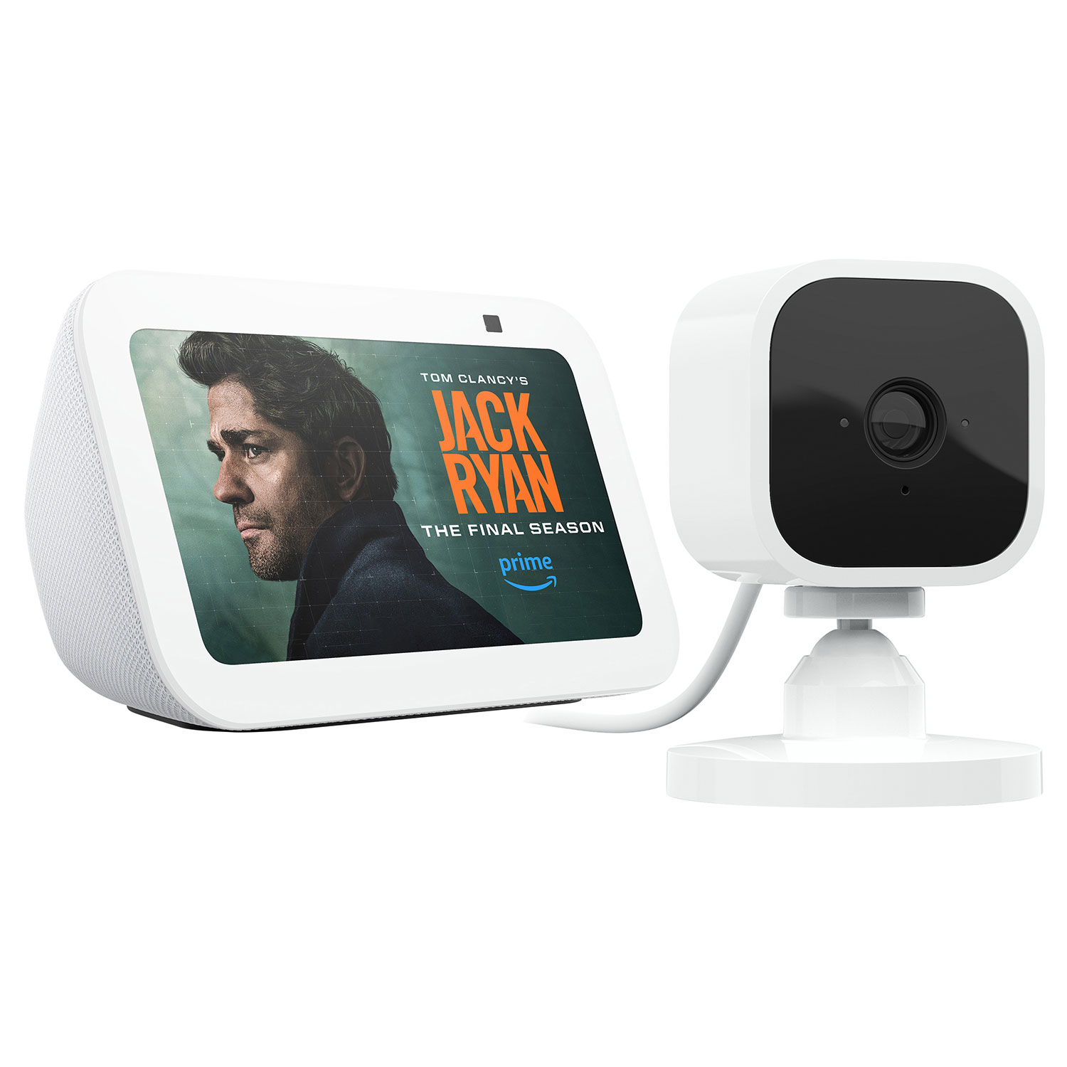 Amazon Echo Show 5 (3rd Gen) Smart Display & Blink Mini Wi-Fi Indoor 1080p IP Camera - Glacier White/White