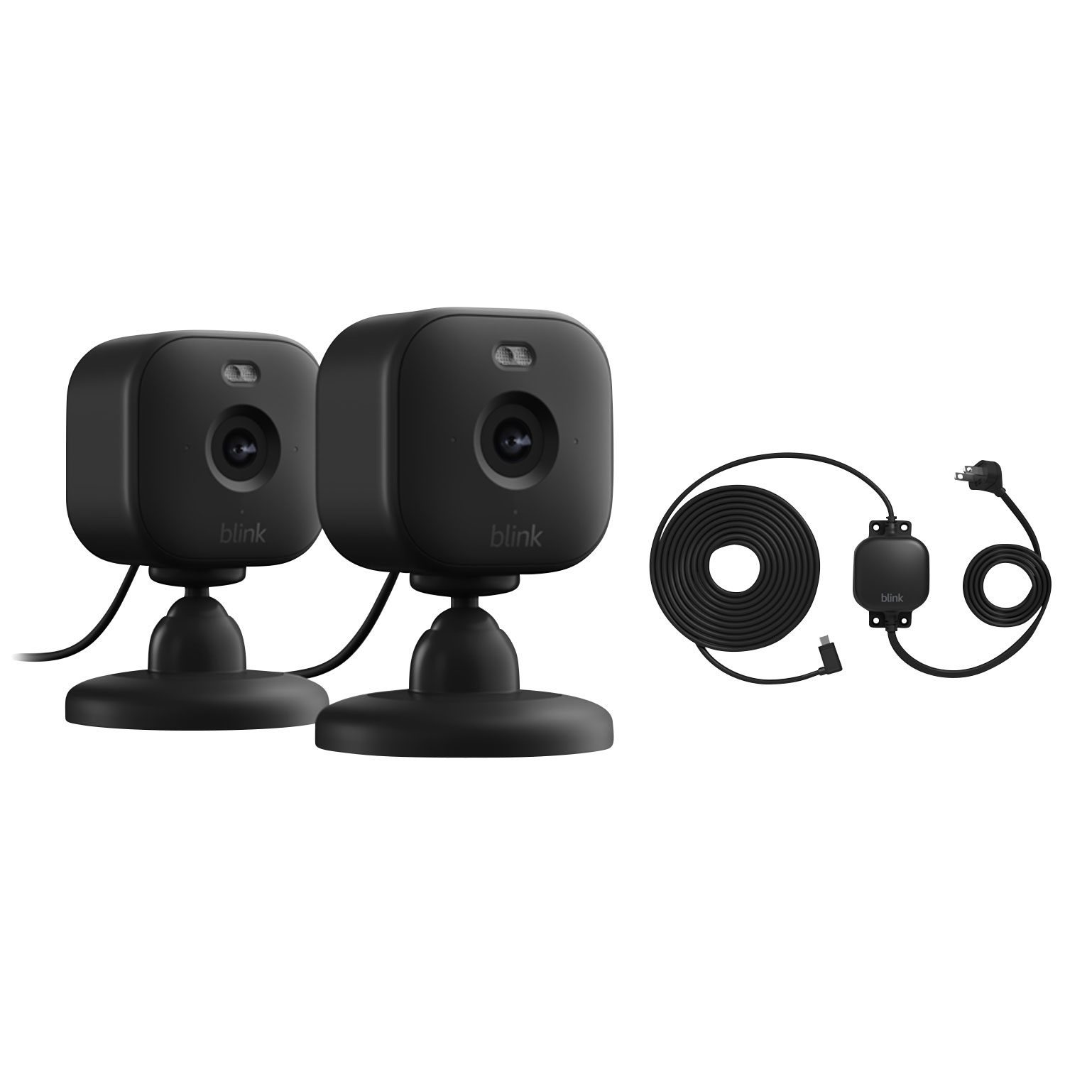 Blink Mini 2 Wi-Fi Indoor/Outdoor 1080p HD IP Camera with 3.96m Power Adapter - 2 Pack - Black