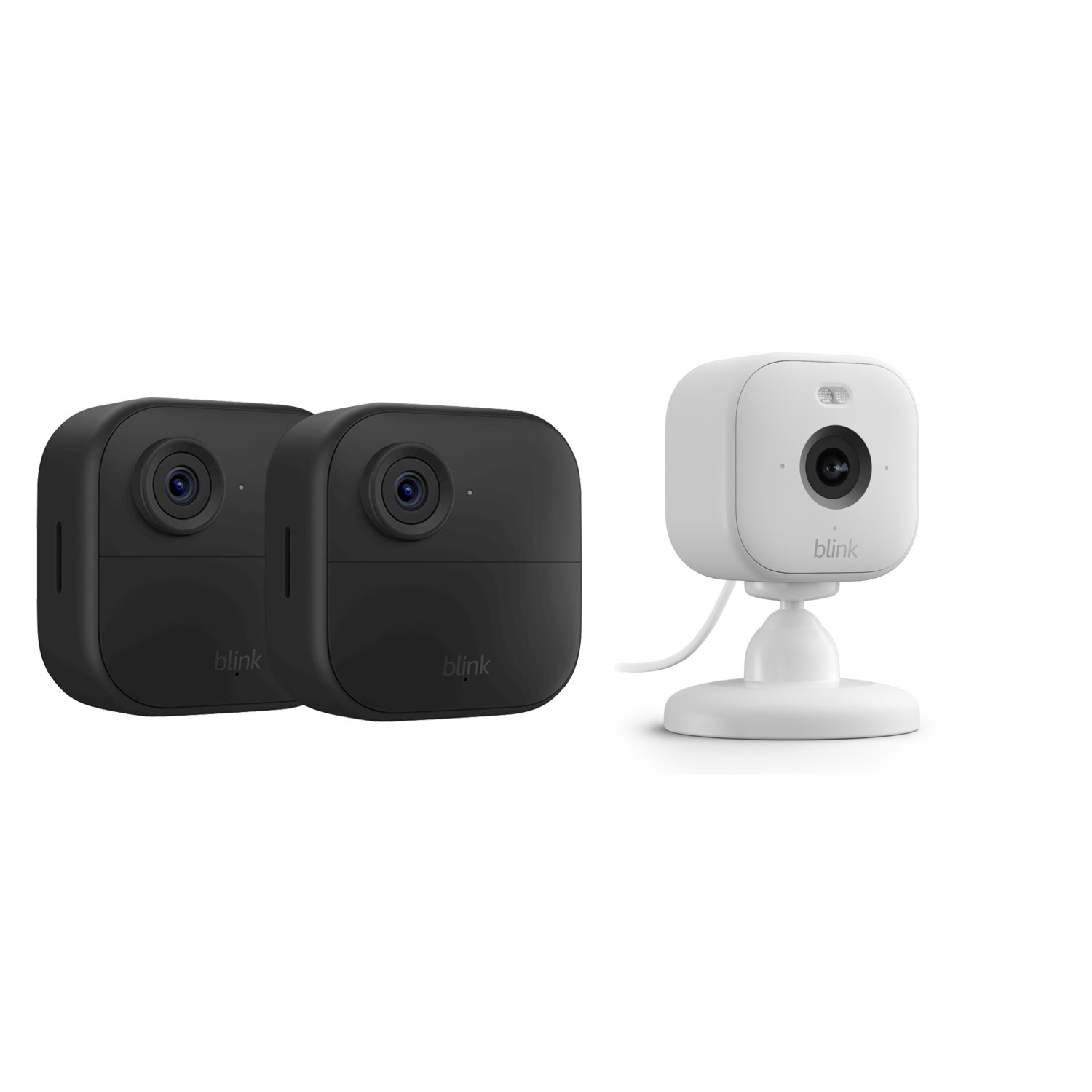 Blink Outdoor 4 Wire-Free IP Security Camera System - 2 Pack & Mini 2 Indoor/Outdoor IP Camera -Black/White