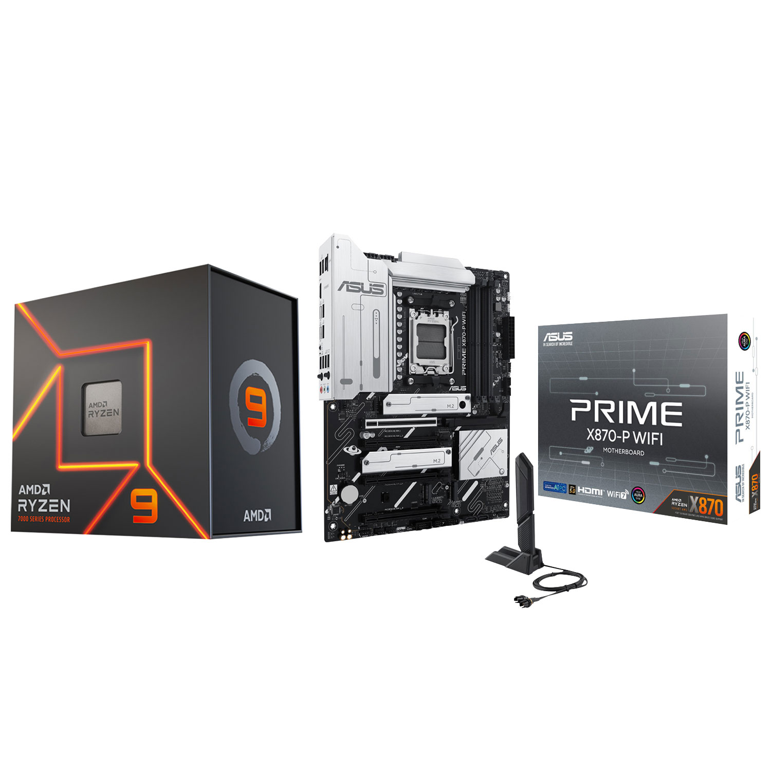 AMD Ryzen 9 7950X 16-Core 4.5GHz Processor with ASUS PRIME X870-P Wi-Fi 7 AM5 DDR5 Motherboard