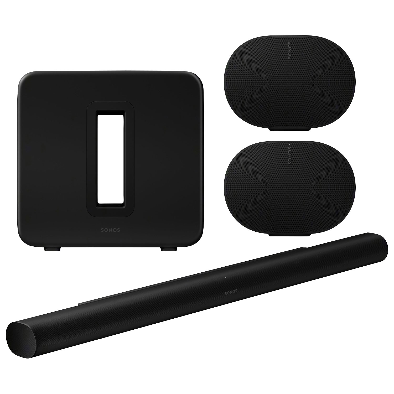 Sonos Arc Ultra Sound Bar with Sub 4 Wireless Subwoofer & Era 300 Multi-Room Speakers - Pair - Black