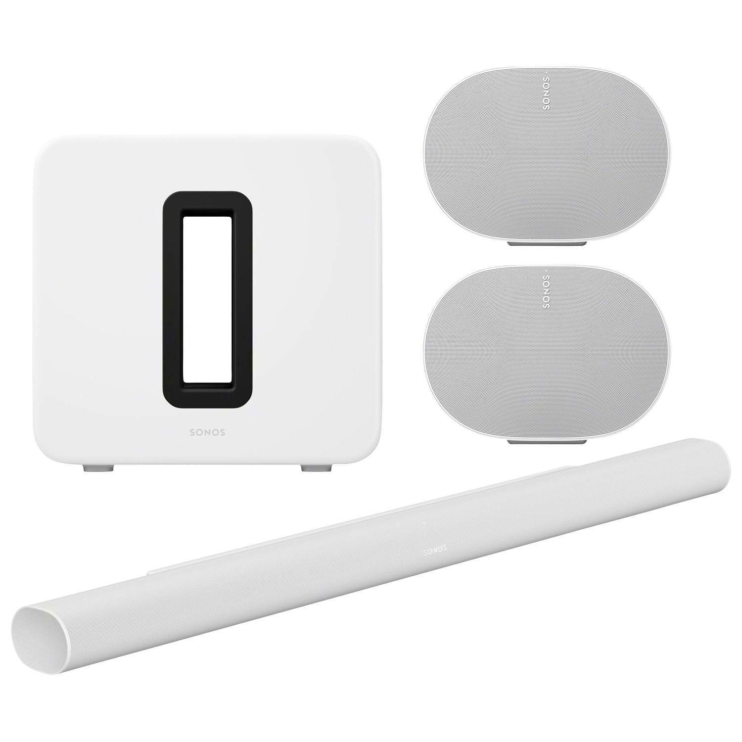 Sonos Arc Ultra Sound Bar with Sub 4 Wireless Subwoofer & Era 300 Multi-Room Speakers - Pair - White