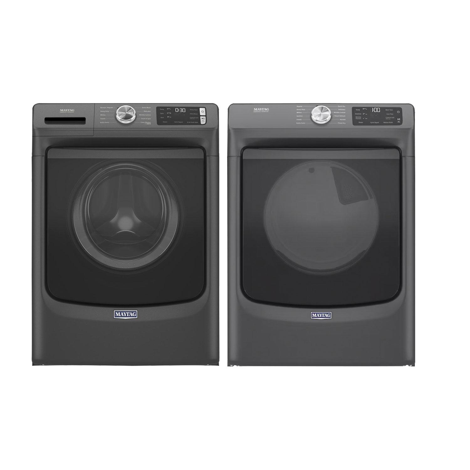 Maytag 5.2 Cu. Ft. Front Load Steam Washer & 7.3 Cu. Ft. Electric Dryer - Volcano Black