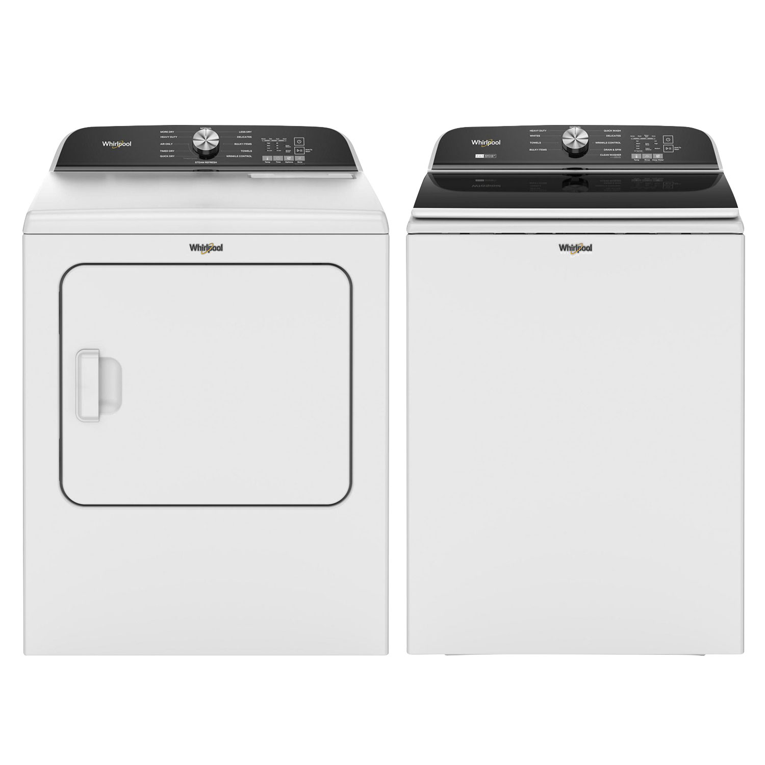 Laveuse à chargement par le haut HE de 6,1 pi³/sécheuse électrique de 7 pi³ de Whirlpool - Blanc