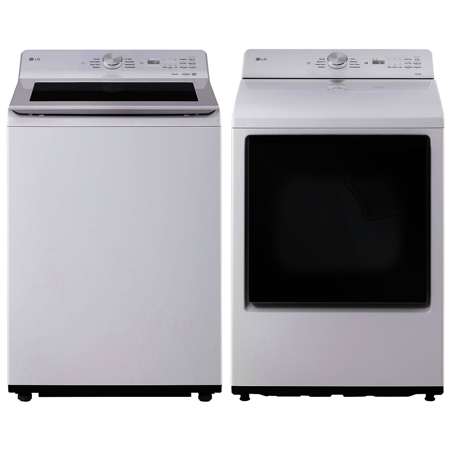 LG 5.6 Cu. Ft. High Efficiency Agitator Top Load Washer & 7.3 Cu. Ft. Electric Dryer - Alpine White