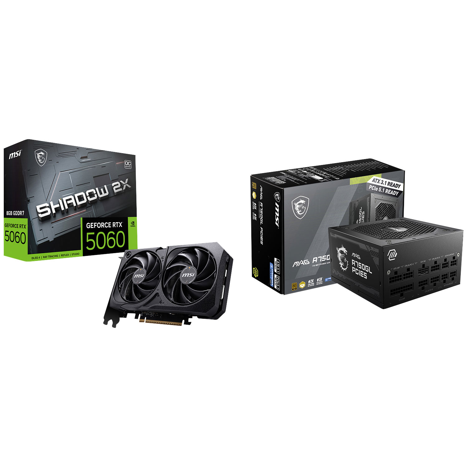 MSI GeForce RTX 5060 Shadow 2X OC 8GB GDDR7 Video Card & MAG