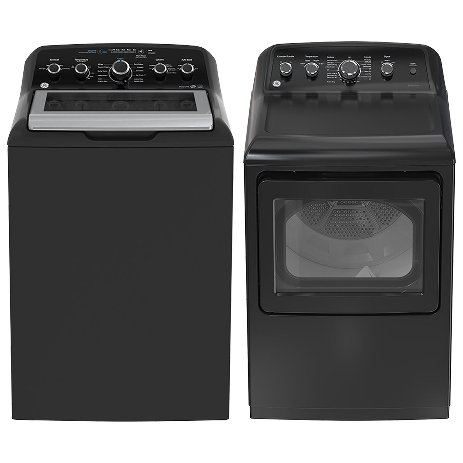 Laveuse à chargement par le haut 4,9 pi³ et sécheuse électrique 7,2 pi³ de GE - Gris diamant