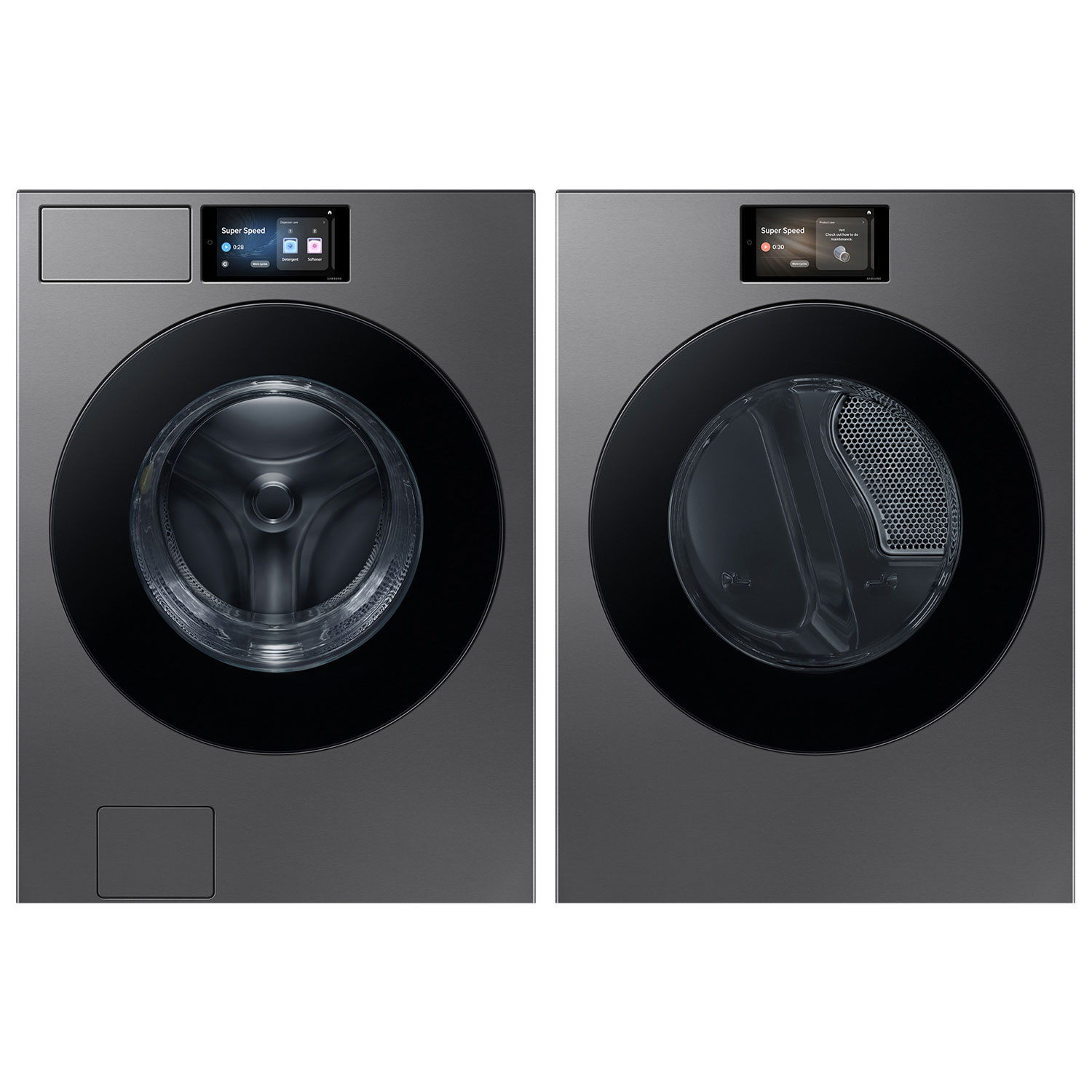 Samsung 6.1 Cu. Ft. High Efficiency Front Load Steam Washer & 7.6 Cu. Ft. Electric Steam Dryer - Dark Steel
