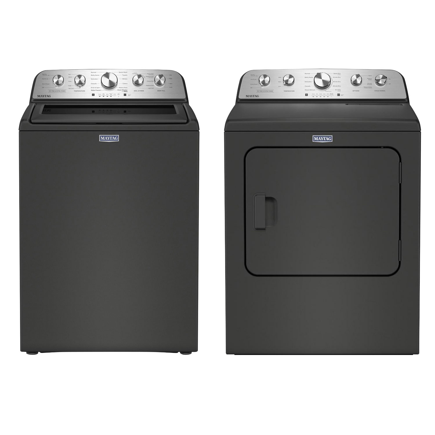 Laveuse à chargement par le haut HE 5,4 pi³ et sécheuse électrique à vapeur 7 pi³ Pet Pro de Maytag - Noir volcan