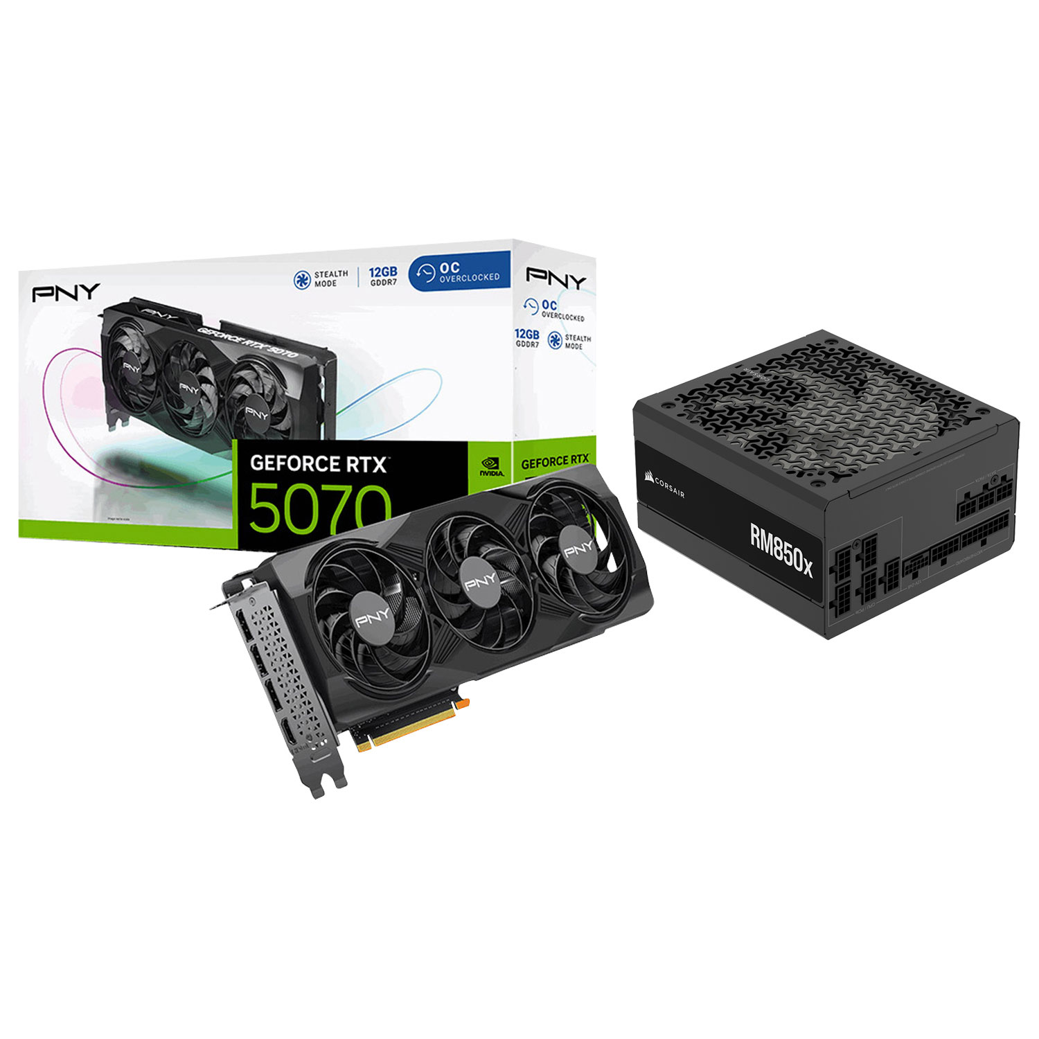 PNY GeForce RTX 5070 OC 12GB GDDR7 Video Card with 850-Watt ATX Fully Modular Power Supply