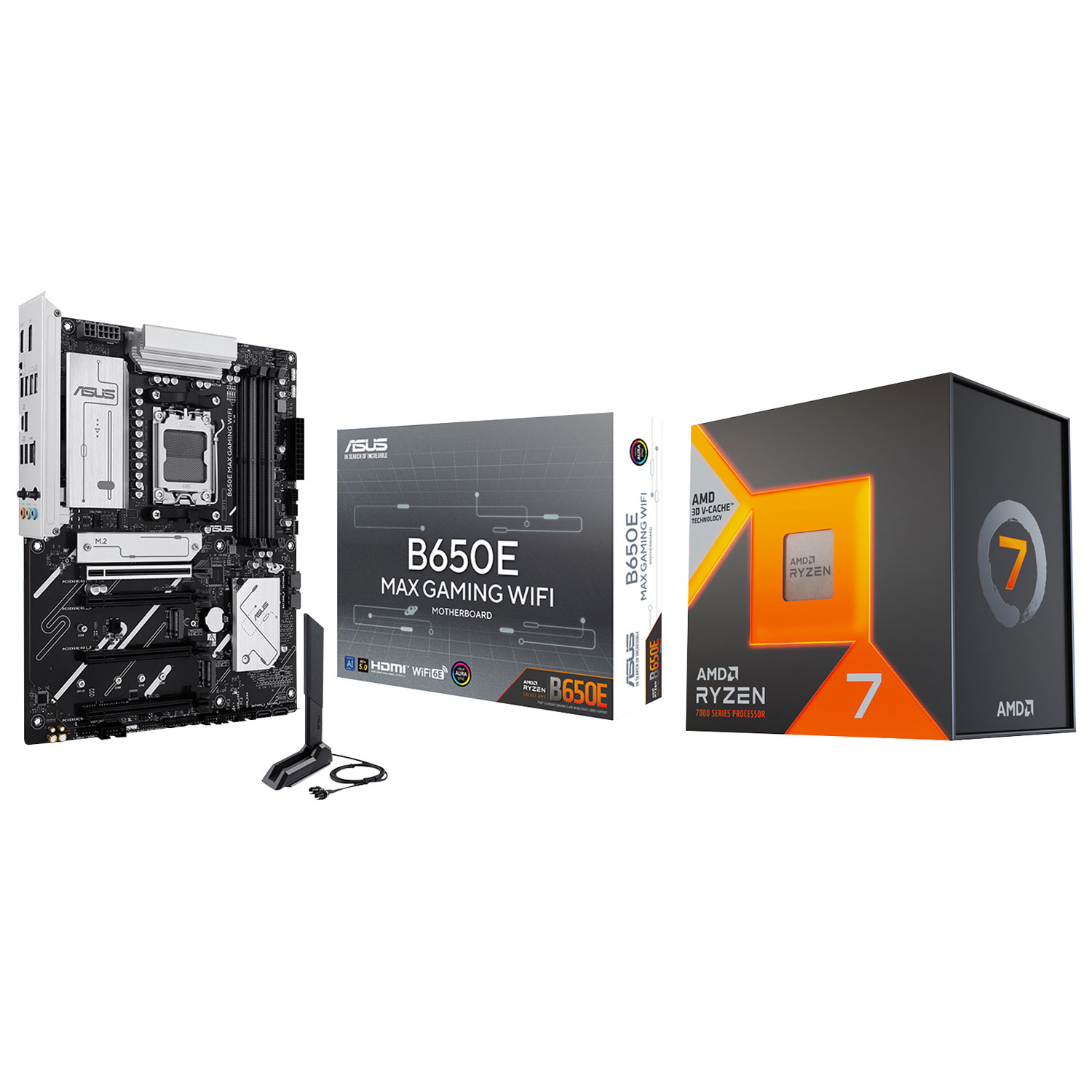 AMD Ryzen 7 7800X3D 8-Core 4.2GHz AM5 Processor with ASUS B650E MAX Gaming Wi-Fi AMD AM5 DDR5 Motherboard