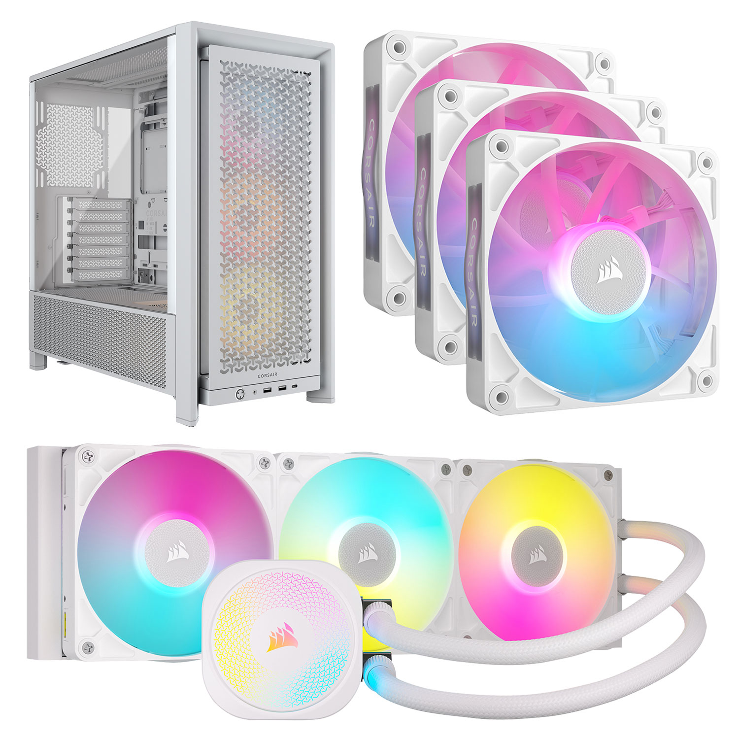 Système de refroidissement liquide pour processeur iCUE LINK Titan RX RGB 360 mm de Corsair avec trois ventilateurs PWM et tour d'ordinateur ATX ARGB