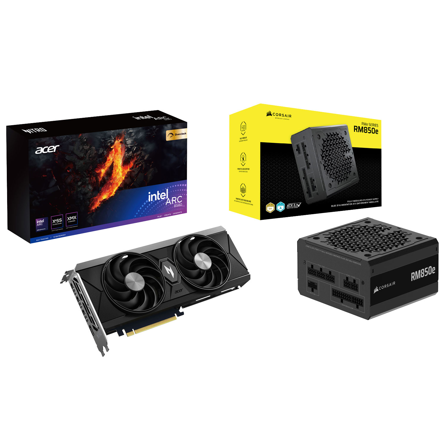 Acer Nitro Intel Arc B-Series 12GB DDR6 Video Card with 850-Watt ATX Modular Power Supply