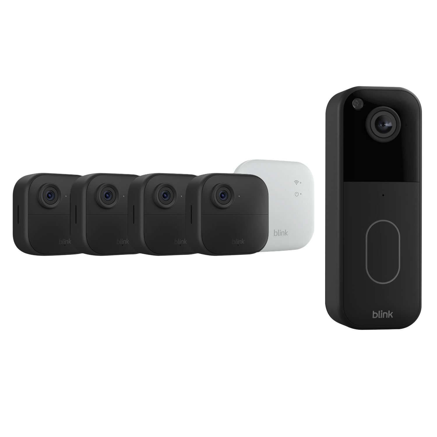 Blink Outdoor 4 Wire-Free 1080p Full HD IP Security Camera System & 1440p Wi-Fi Video Doorbell - Black