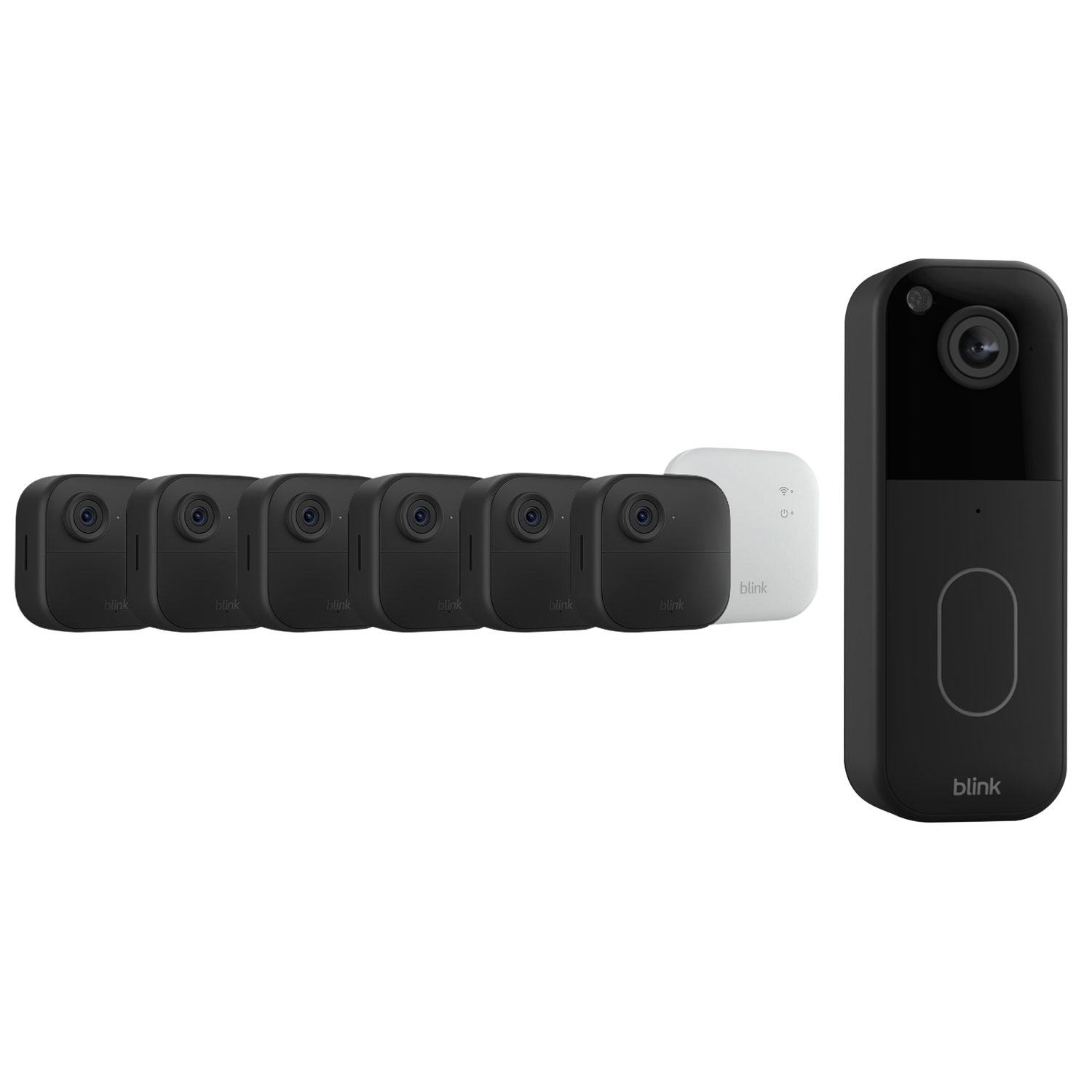 Système de surveillance avec caméras IP sans fil HD intégrale 1080p Outdoor 4 et sonnette vidéo Wi-Fi 1440p de Blink - Noir